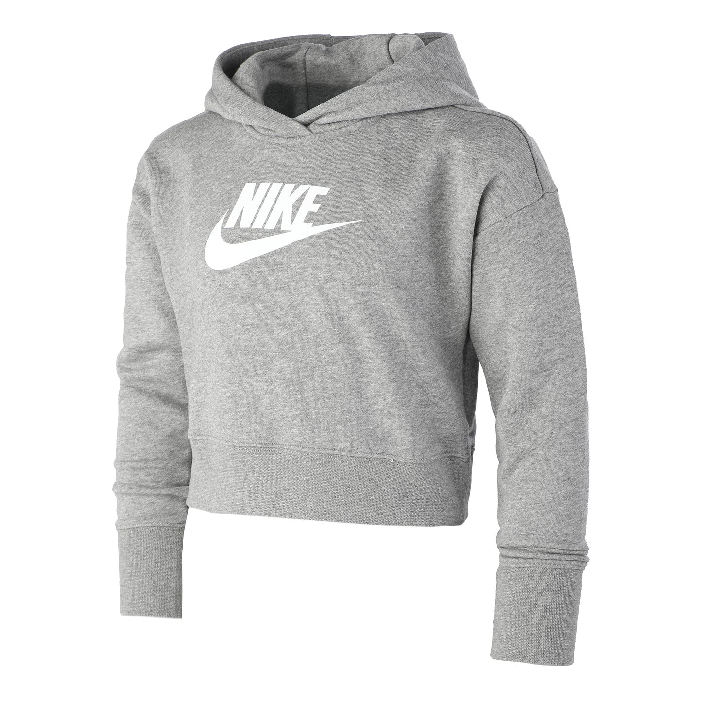 Nike French Terry Club Cropped Felpa con cappuccio Ragazze - grigio, bianco Nike French Terry Club Cropped Felpa con cappuccio Ragazze - grigio, bianco