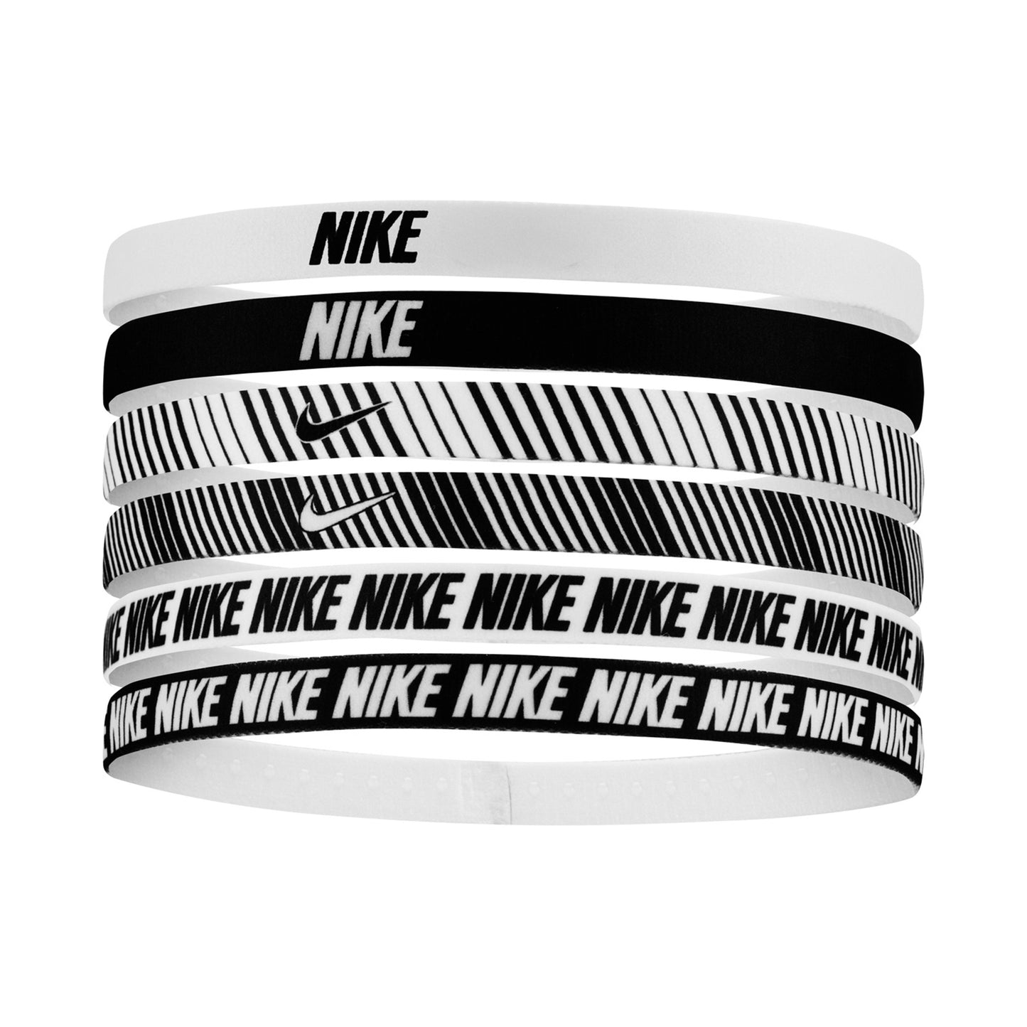Nike Nike Flex Classic Printed Fascia Per Capelli Confezione Da 6-Bianco,Nero Nike Nike Flex Classic Printed Fascia Per Capelli Confezione Da 6-Bianco,Nero