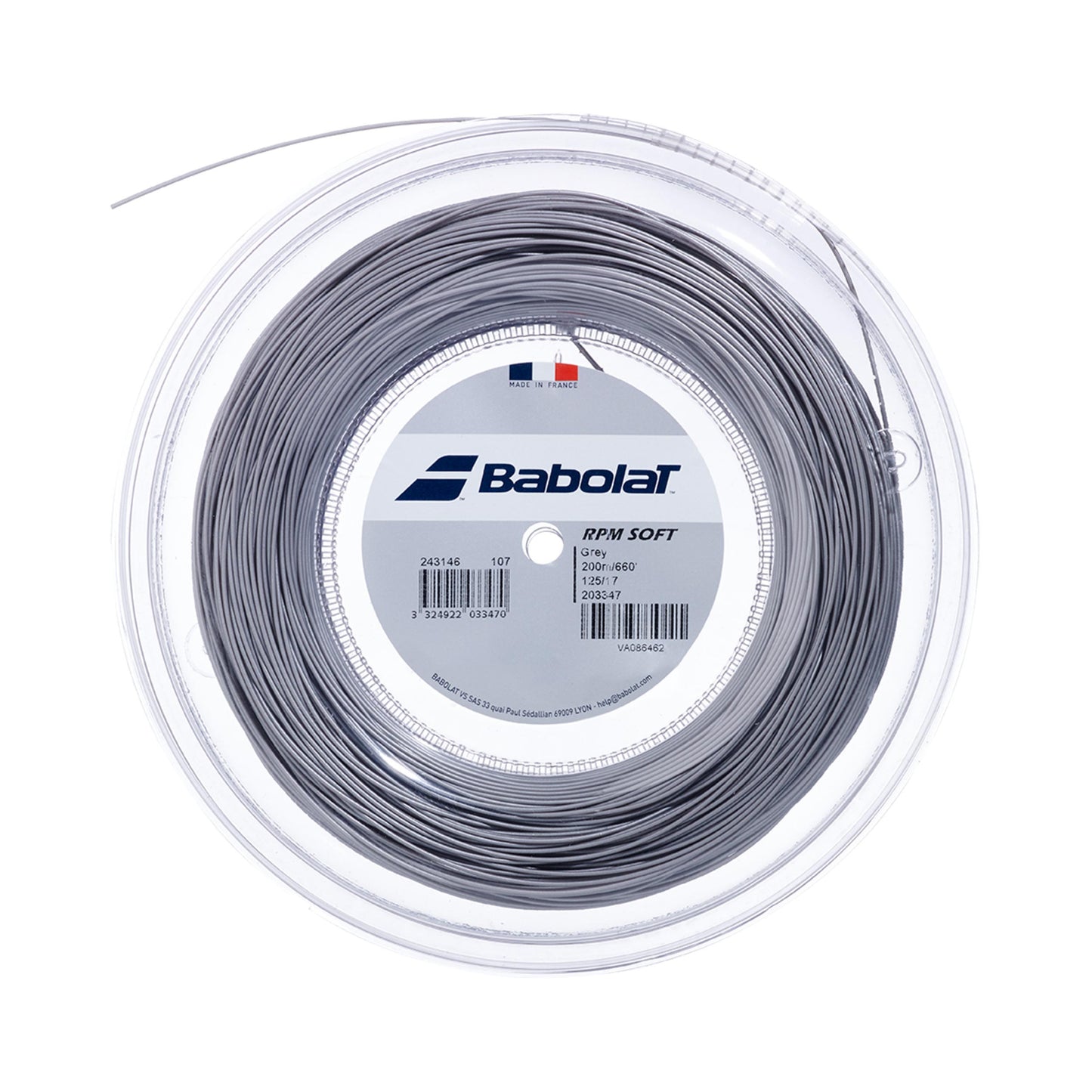 Babolat RPM Soft Rotolo Di Corde 200m-Grigio Babolat RPM Soft Rotolo Di Corde 200m-Grigio