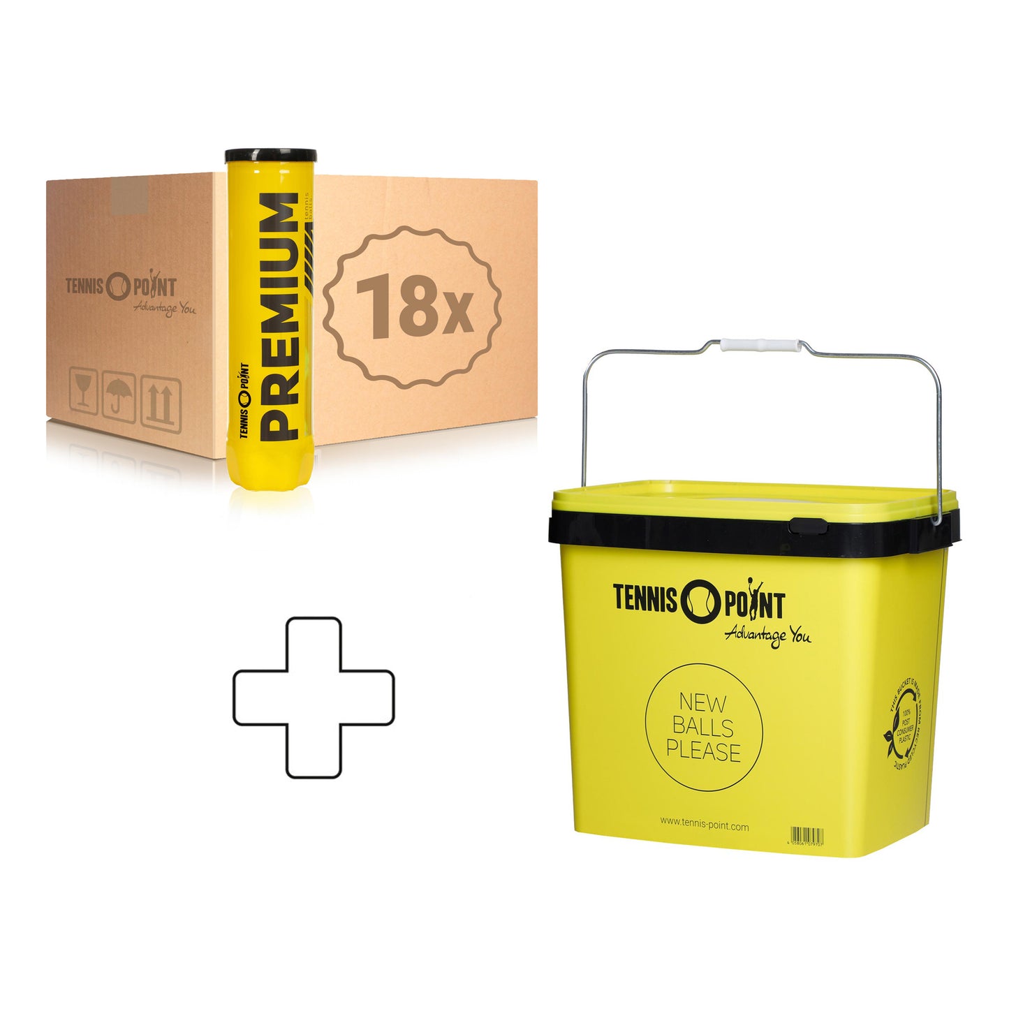 Tennis-Point 18 tubi da 4 Premium Tennisball Tennis-Point 18 tubi da 4 Premium Tennisball