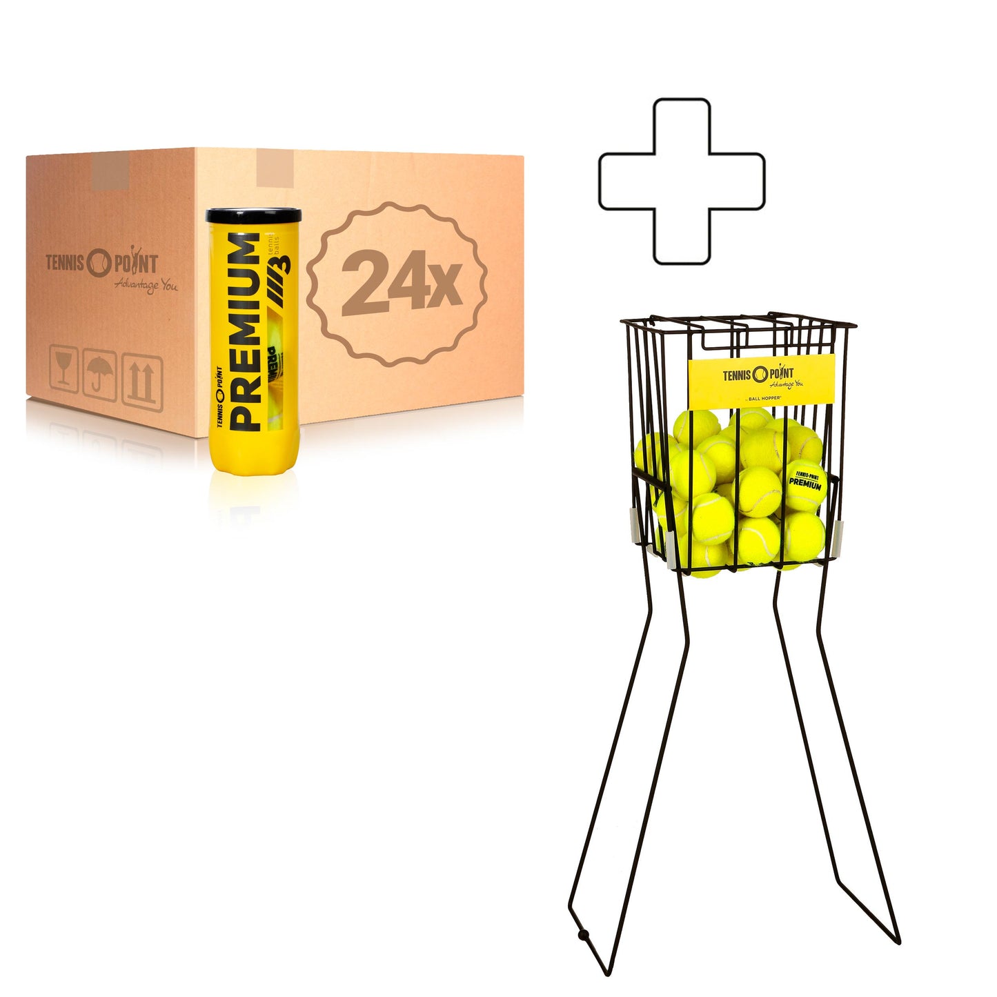 Tennis-Point 24 tubi da 3 Premium In aggiunta cesto per palline Tennis-Point 24 tubi da 3 Premium In aggiunta cesto per palline