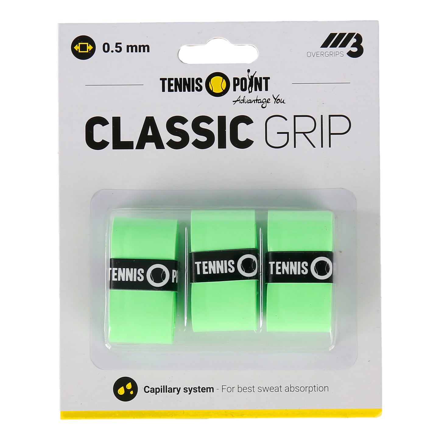 Tennis-Point Classic Grip Confezione da 3 - verde Tennis-Point Classic Grip Confezione da 3 - verde