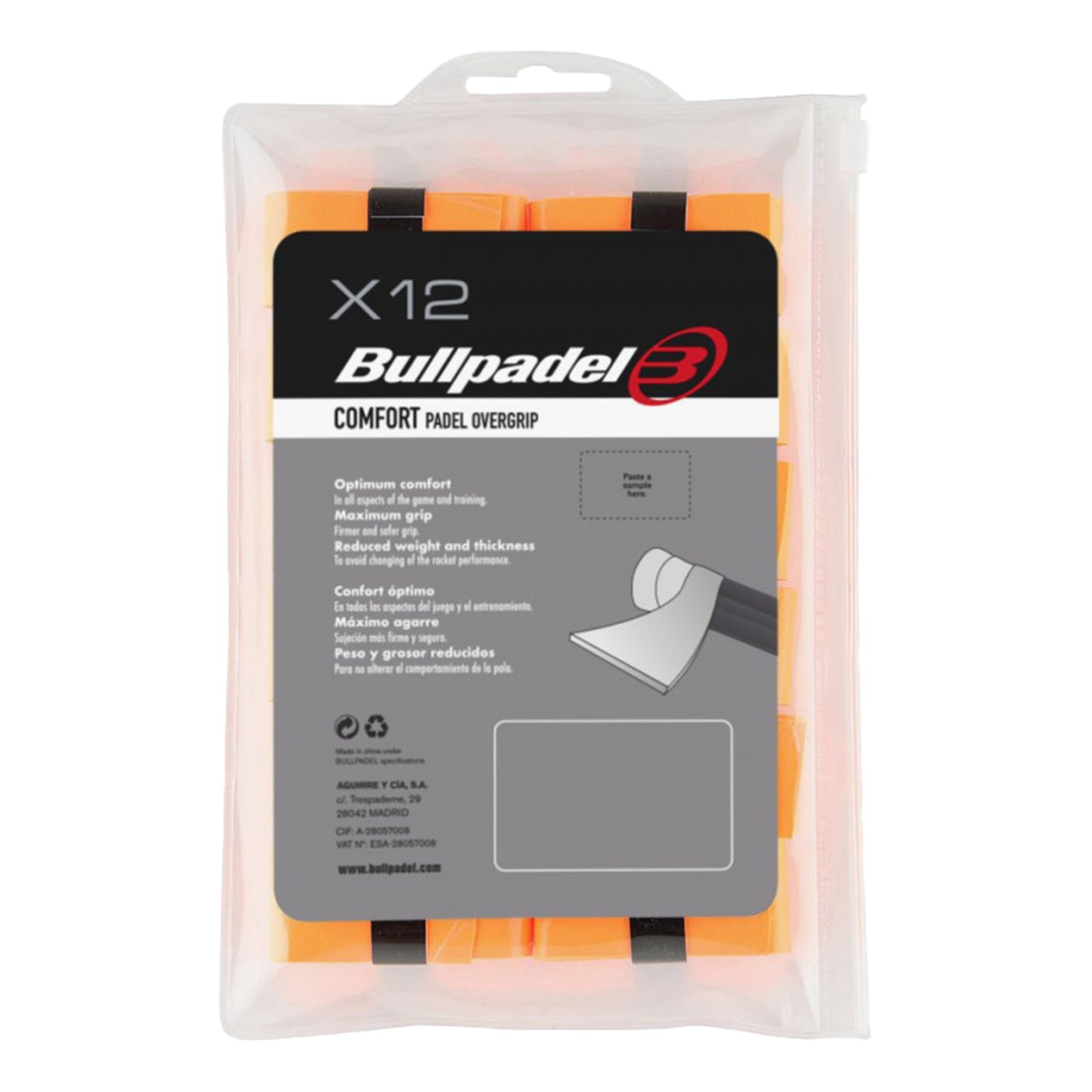 Bullpadel GB-1600 PACK 12 COMFORT-Arancione Neon Bullpadel GB-1600 PACK 12 COMFORT-Arancione Neon