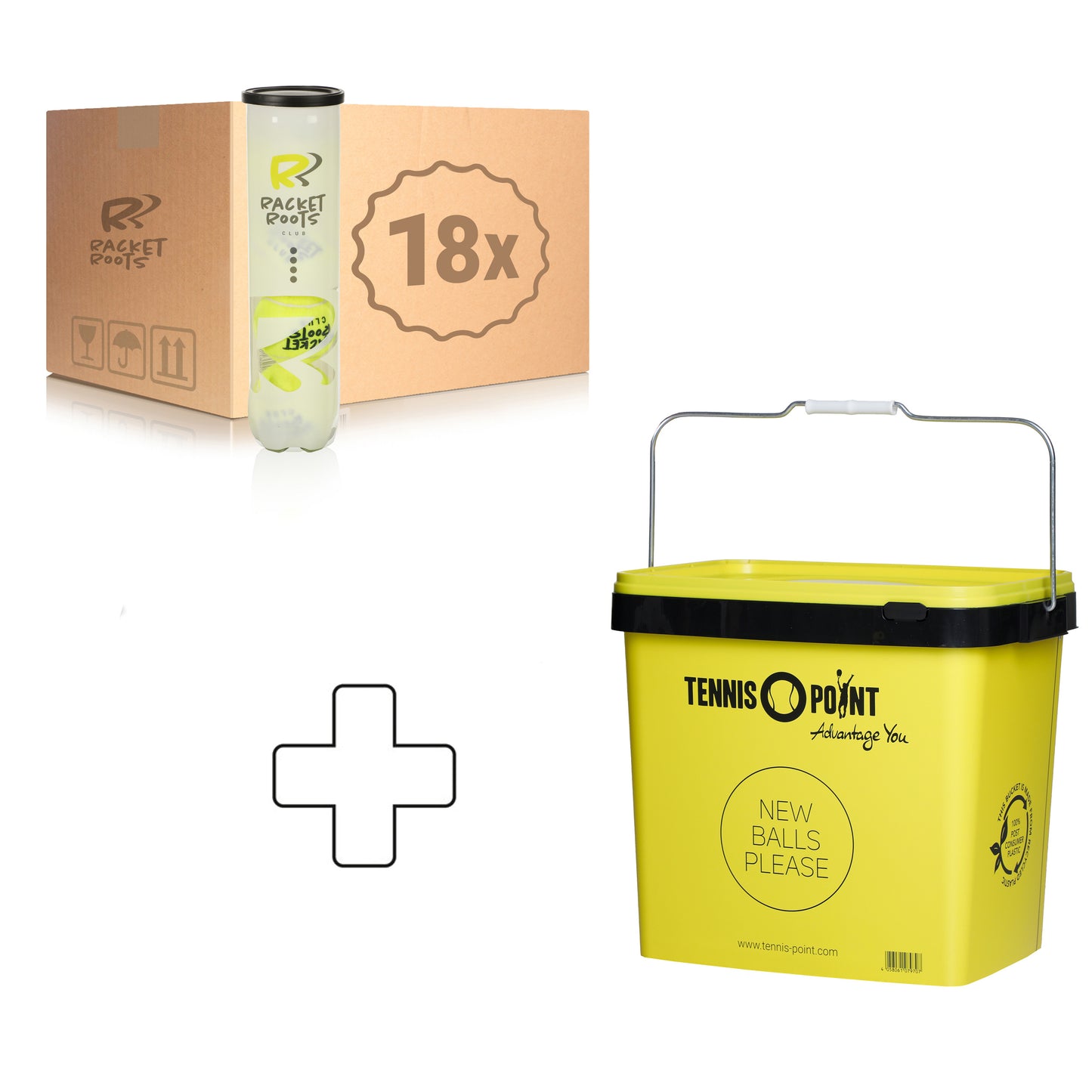 Racket Roots 18 tubi da 4 Club Tennisball In aggiunta secchiello per palline Racket Roots 18 tubi da 4 Club Tennisball In aggiunta secchiello per palline