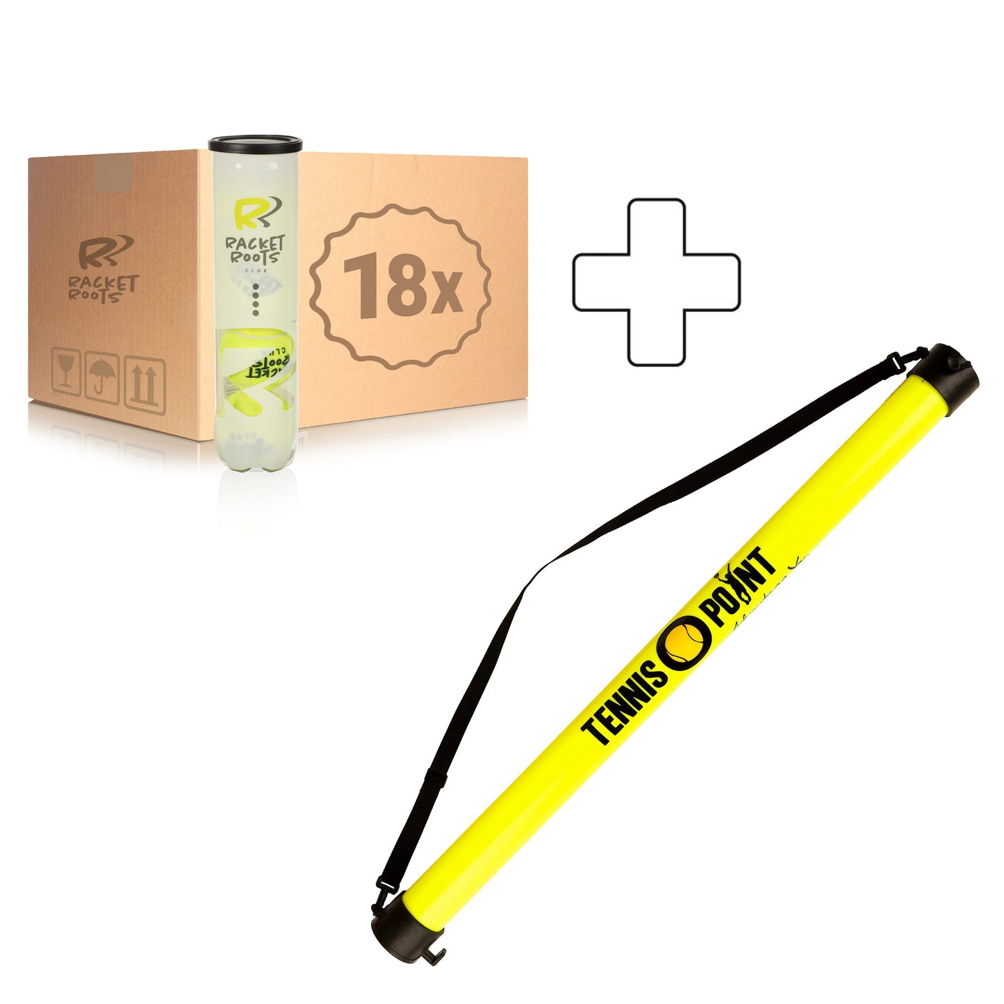 Racket Roots 18 tubi da 4 Club Tennisball In aggiunta tubo per palline Racket Roots 18 tubi da 4 Club Tennisball In aggiunta tubo per palline