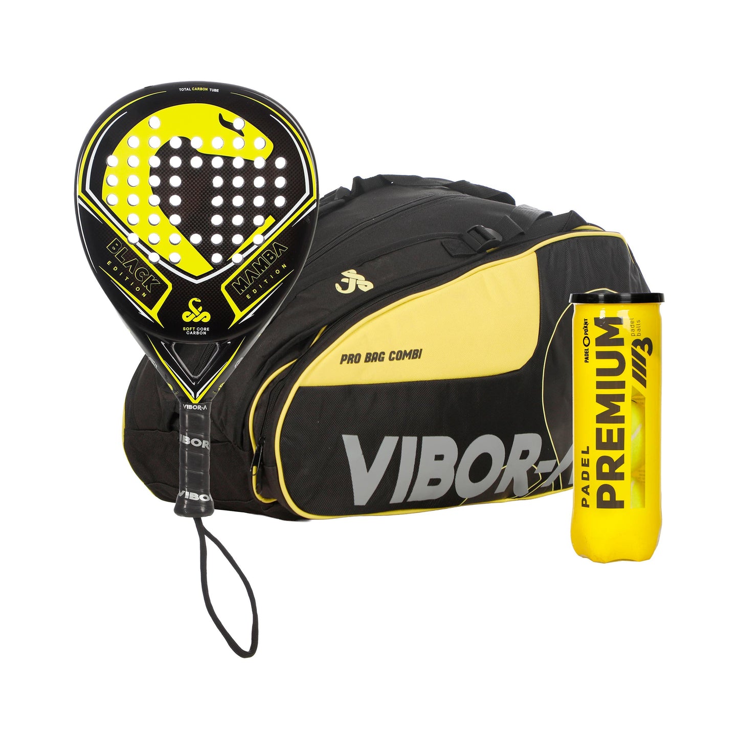Vibora Confezione da 3 Black Mamba Classic Edition In aggiunta borsa per racchetta, In aggiunta tubo di palline Vibora Confezione da 3 Black Mamba Classic Edition In aggiunta borsa per racchetta, In aggiunta tubo di palline