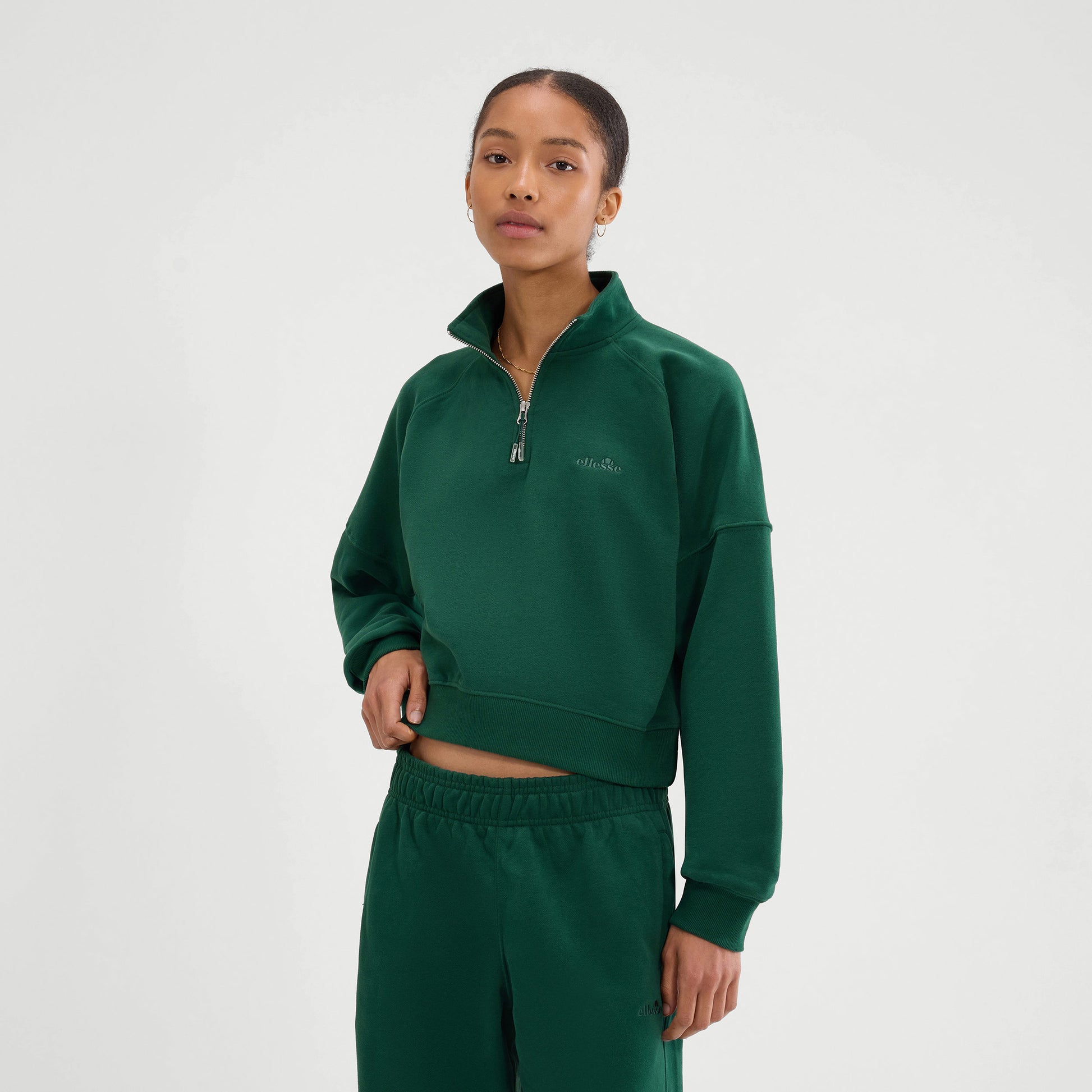 Ellesse Carrera 1/4 Zip Felpa Donna - verde scuro