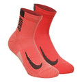 Dri-Fit Multiplier No-Show Socks Calze da corsa Confezione da 2 Unisex - corallo, rosso
