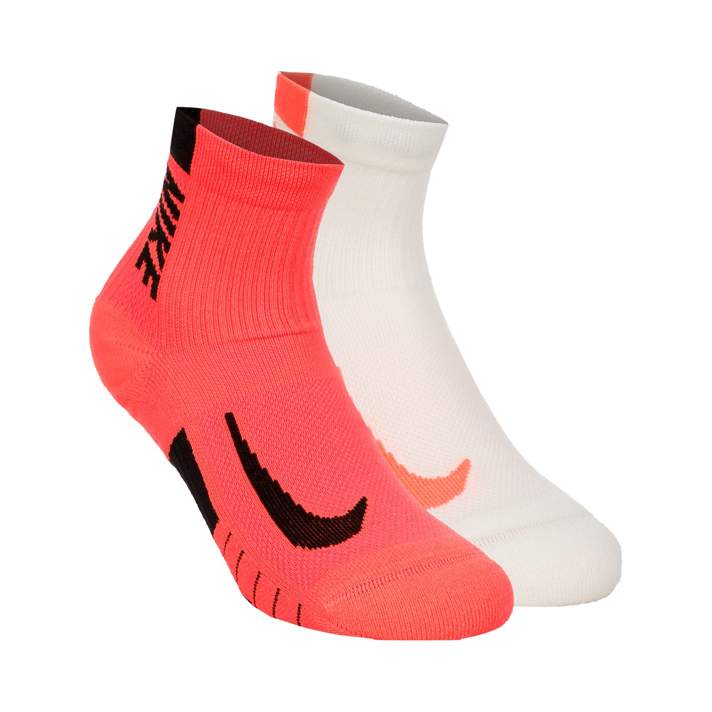 Nike Dri-Fit Multiplier No-Show Socks Calze da corsa Confezione da 2 Unisex - corallo, crema