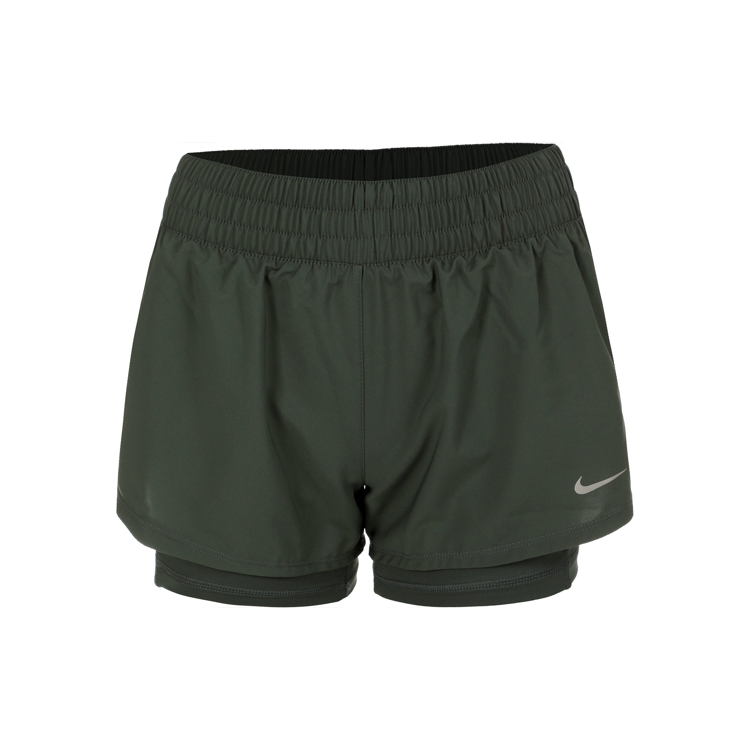Nike Dri-Fit One Mid Rise 2in1 3in Pantaloncini Donna - verde, argento