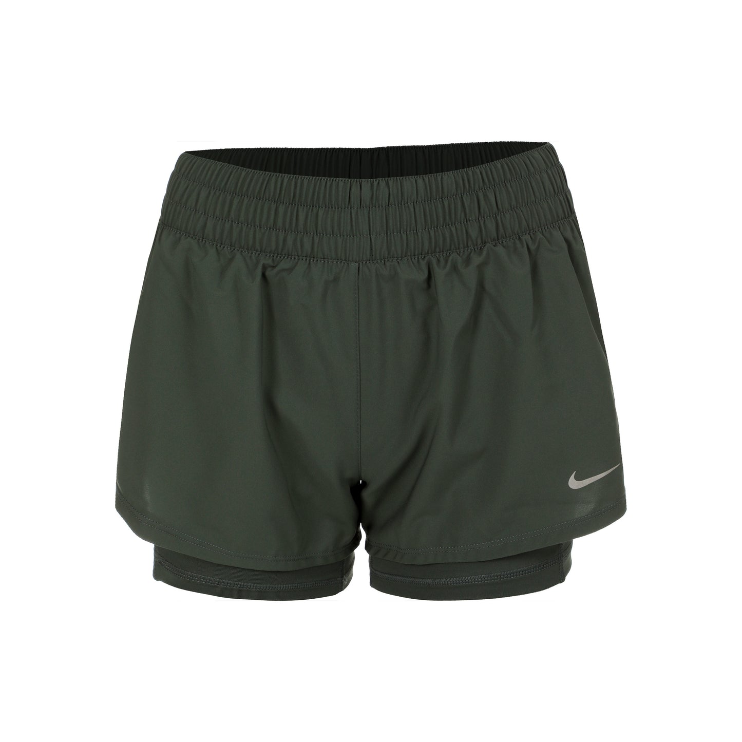 Nike Dri-Fit One Mid Rise 2in1 3in Pantaloncini Donna - verde, argento