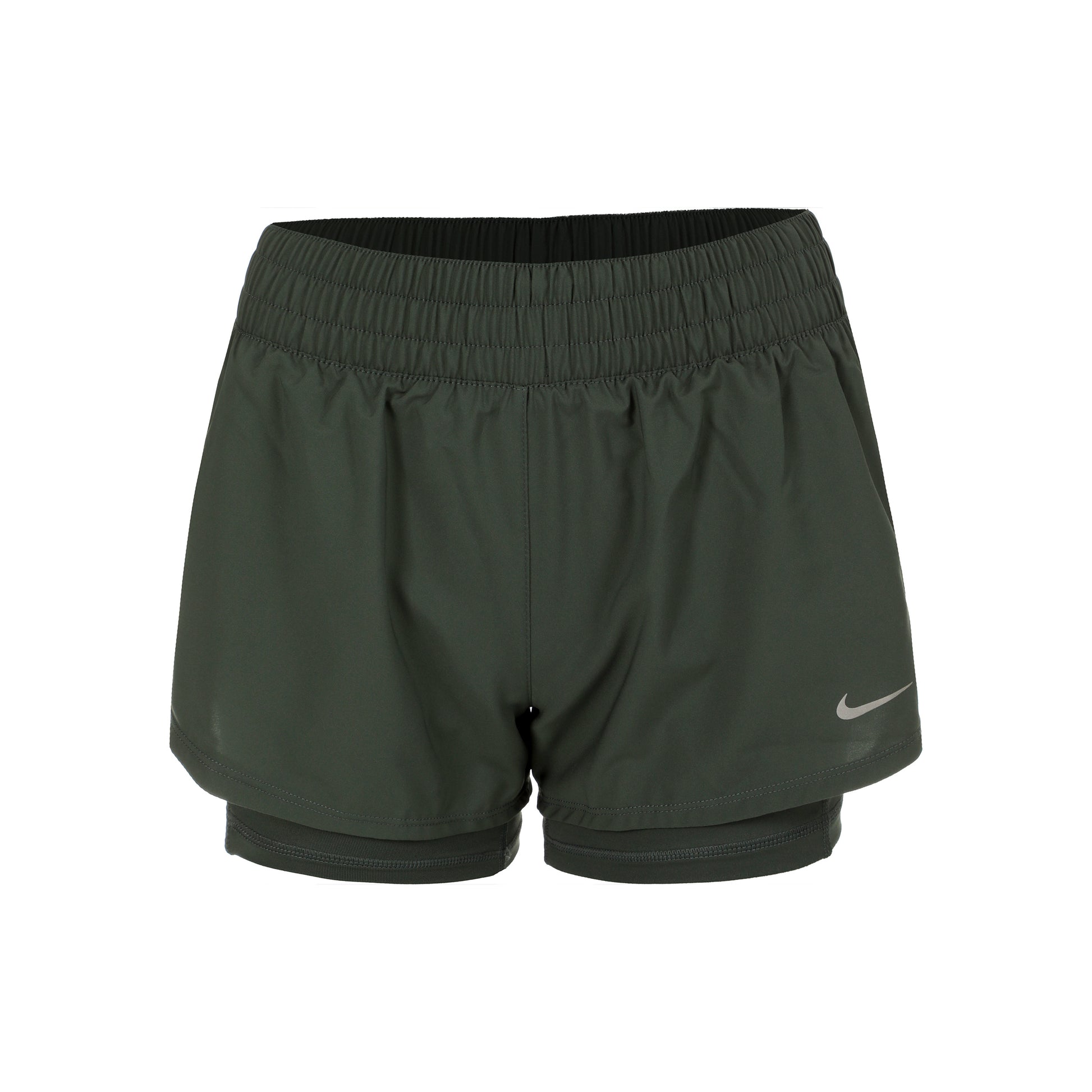 Nike Dri-Fit One Mid Rise 2in1 3in Pantaloncini Donna - verde, argento