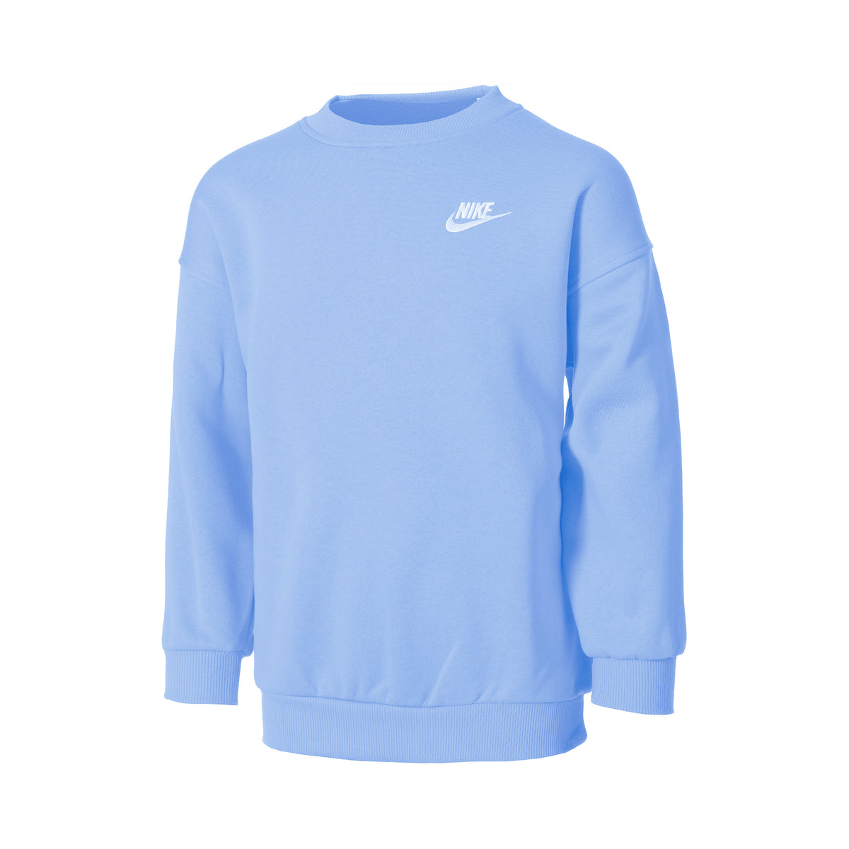 Nike Sportswear Club Fleece Oversized Crew Felpa Ragazze - blu chiaro, bianco