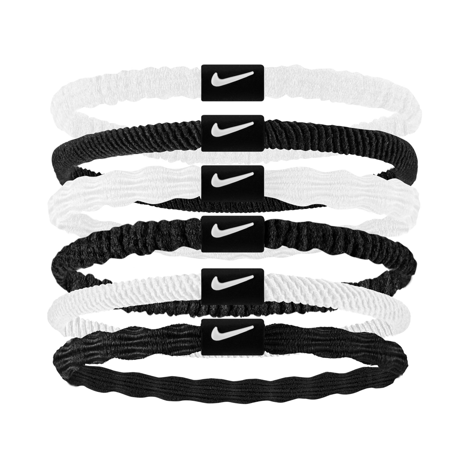 Nike Flex Hair Tie Fascia Per Capelli Confezione Da 6-Bianco,Nero
