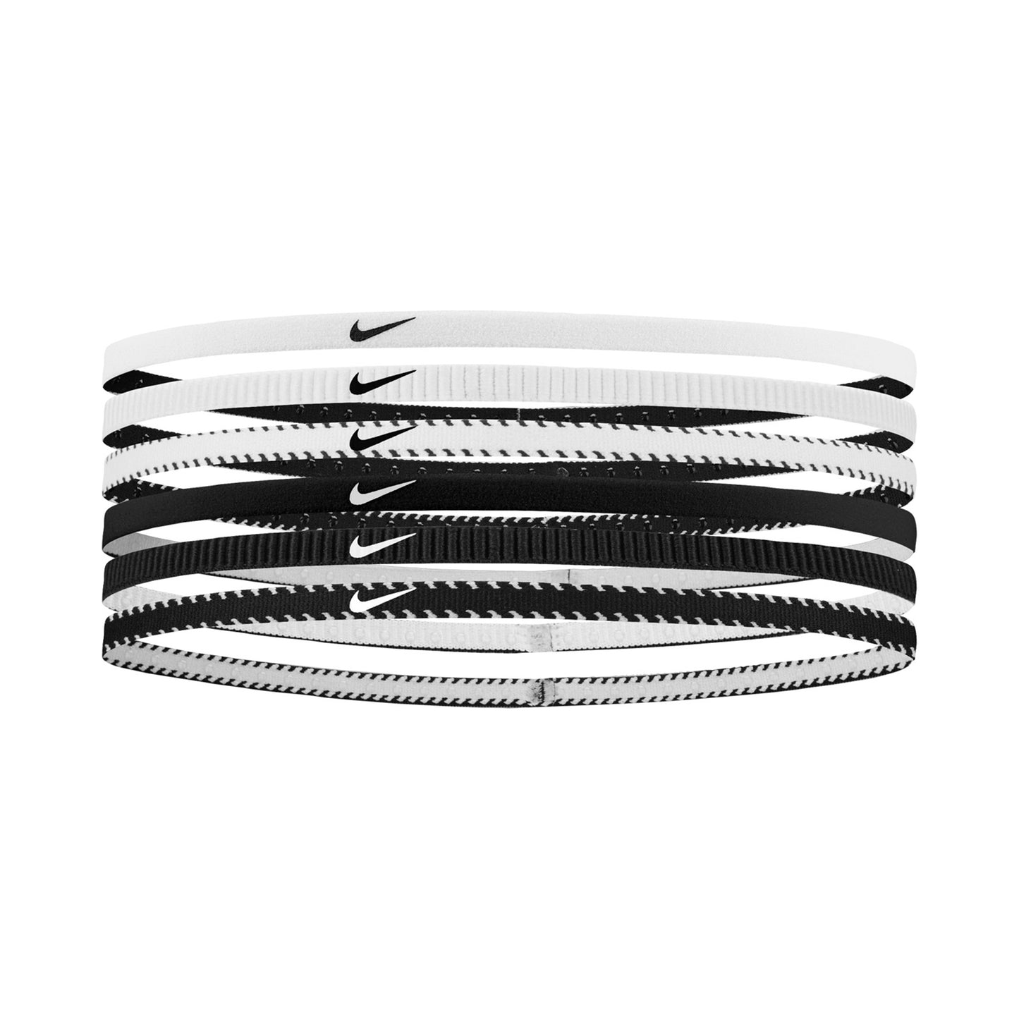 Nike Nike Flex Classic Slim Fascia Per Capelli Confezione Da 6-Bianco,Nero