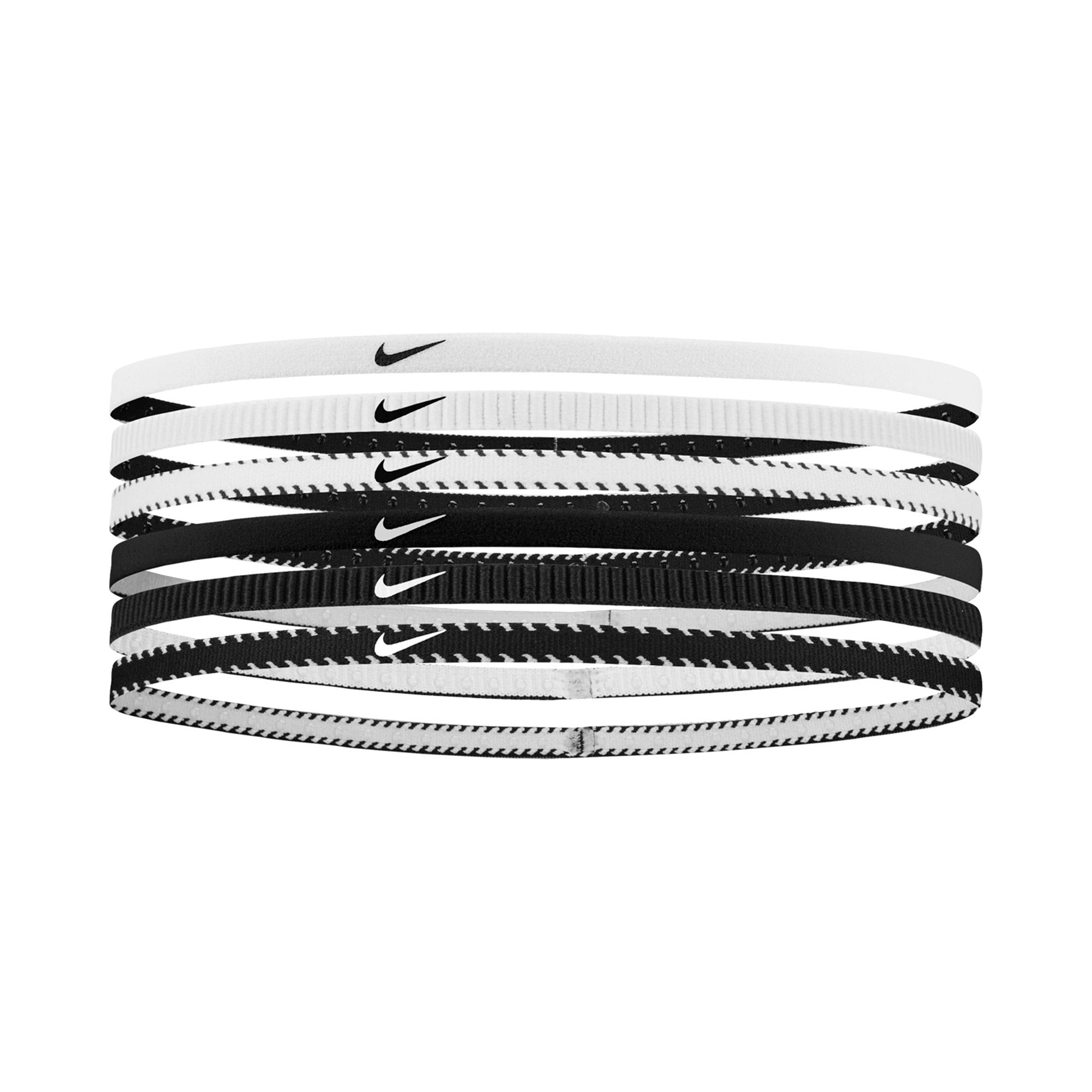 Nike Nike Flex Classic Slim Fascia Per Capelli Confezione Da 6-Bianco,Nero