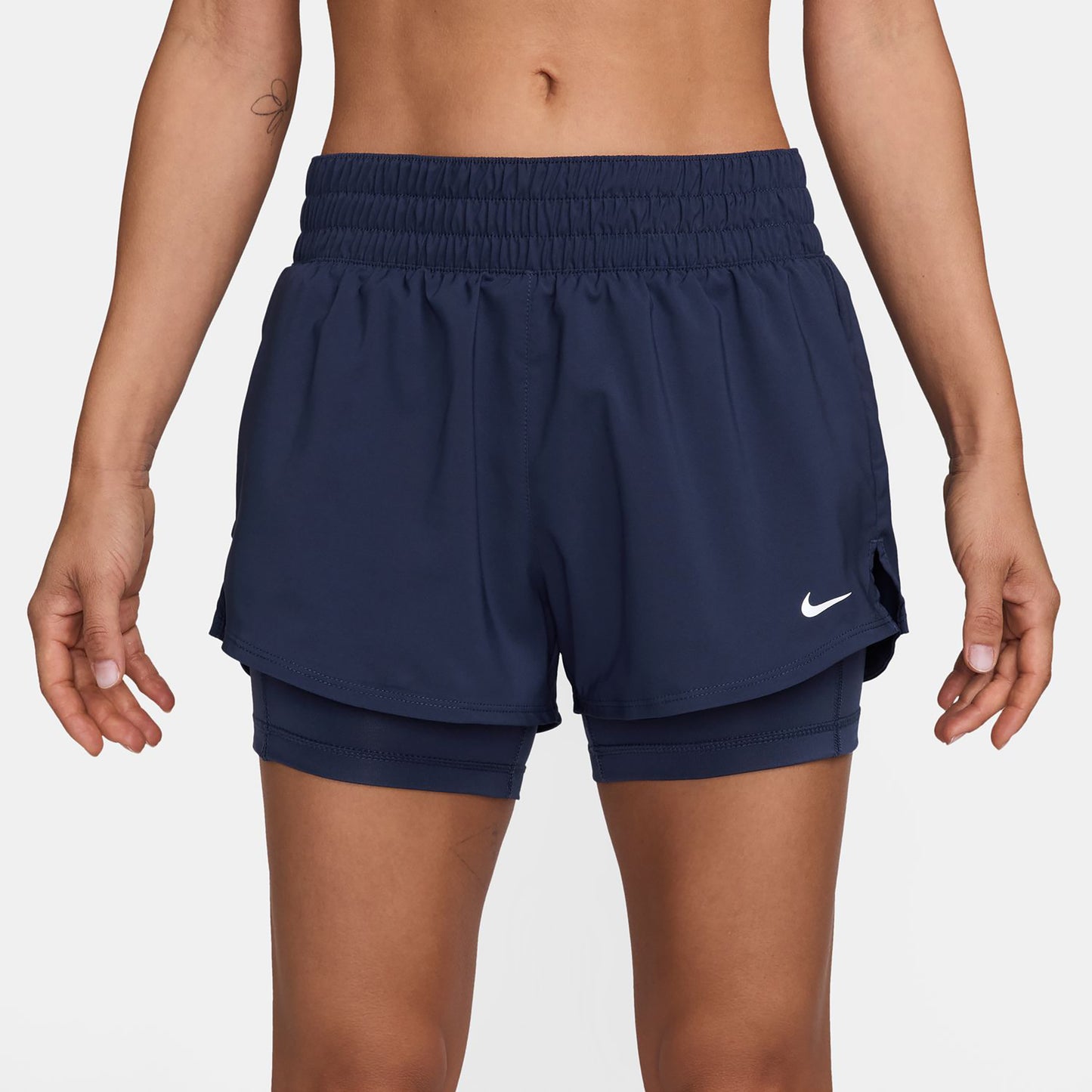 Nike One Dri-Fit Mid Rise 3In 2N1 Pantaloncini Donna-Blu Scuro