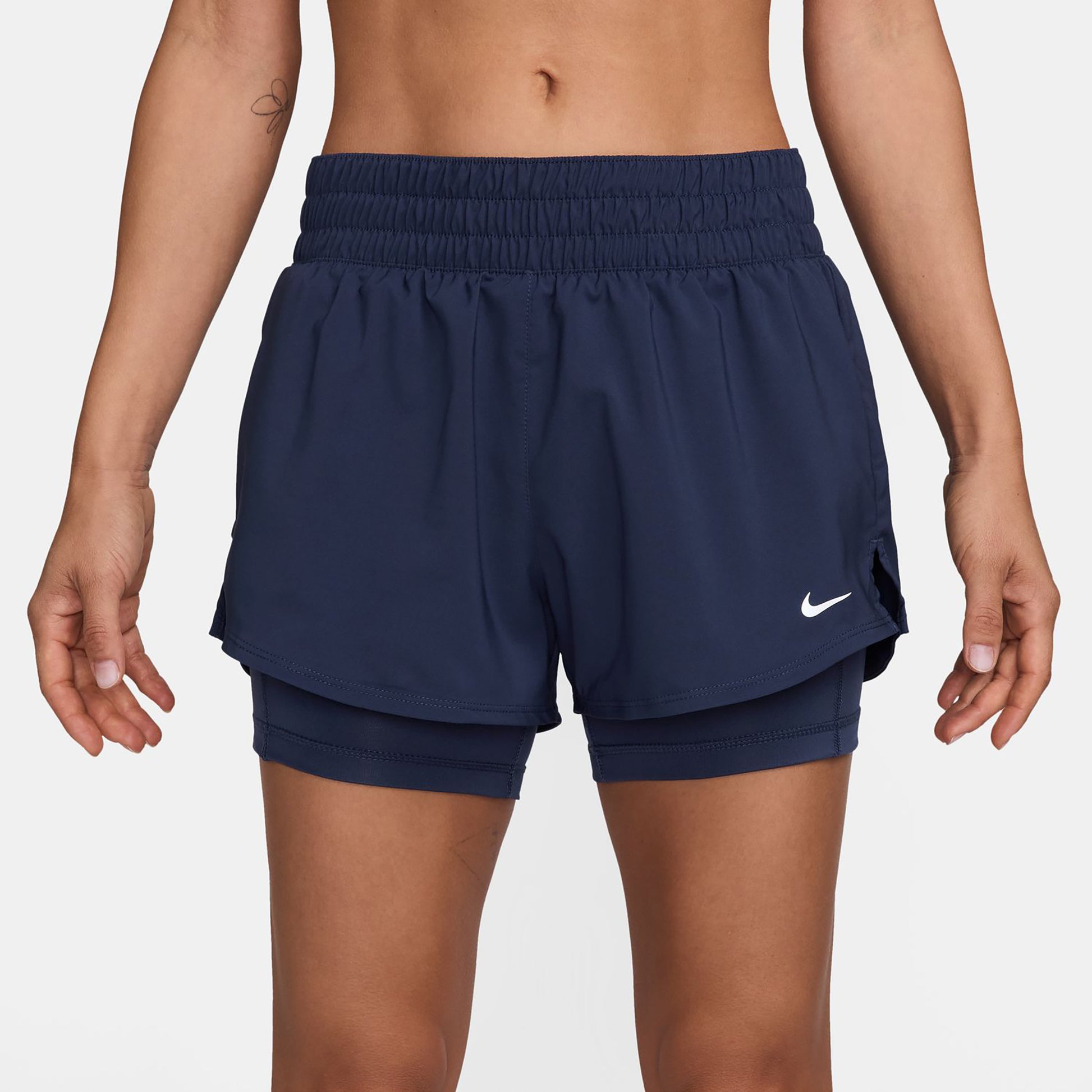 Nike One Dri-Fit Mid Rise 3In 2N1 Pantaloncini Donna-Blu Scuro