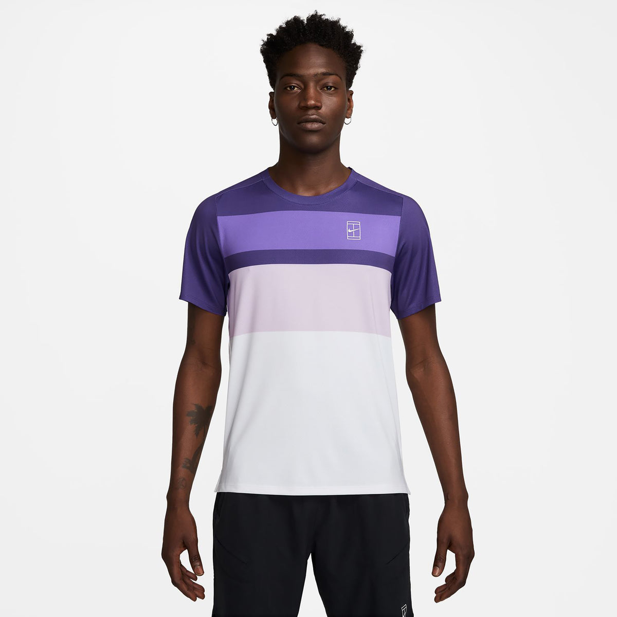 Nike Court Dri-Fit Advantage Print Maglietta Uomini-Bianco,Lilla