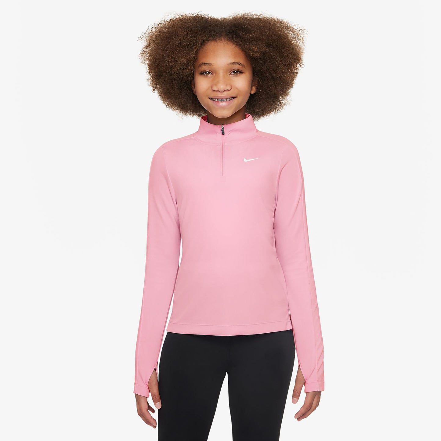 Nike Dri-Fit Half-Zip Manica Lunga Ragazze-Rosa