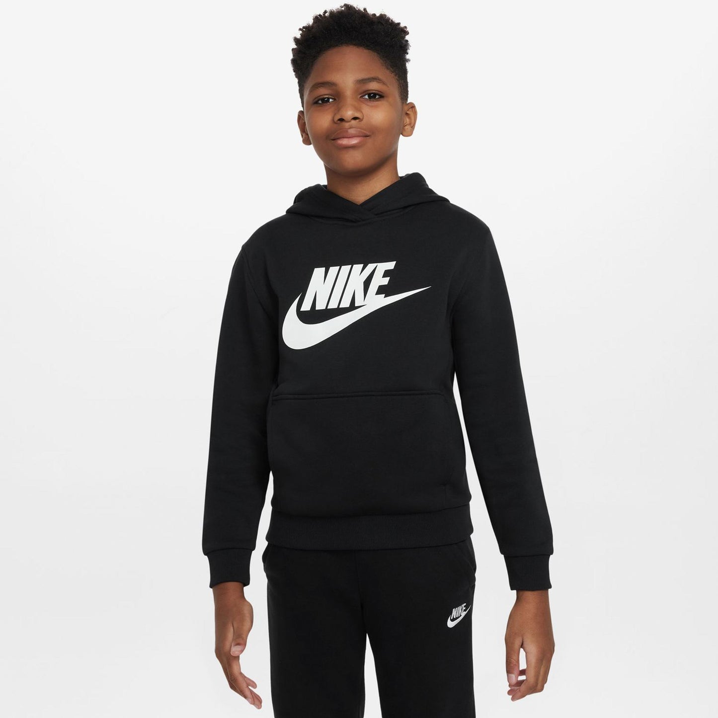 Nike Club Fleece Felpa Con Cappuccio Bambini-Nero