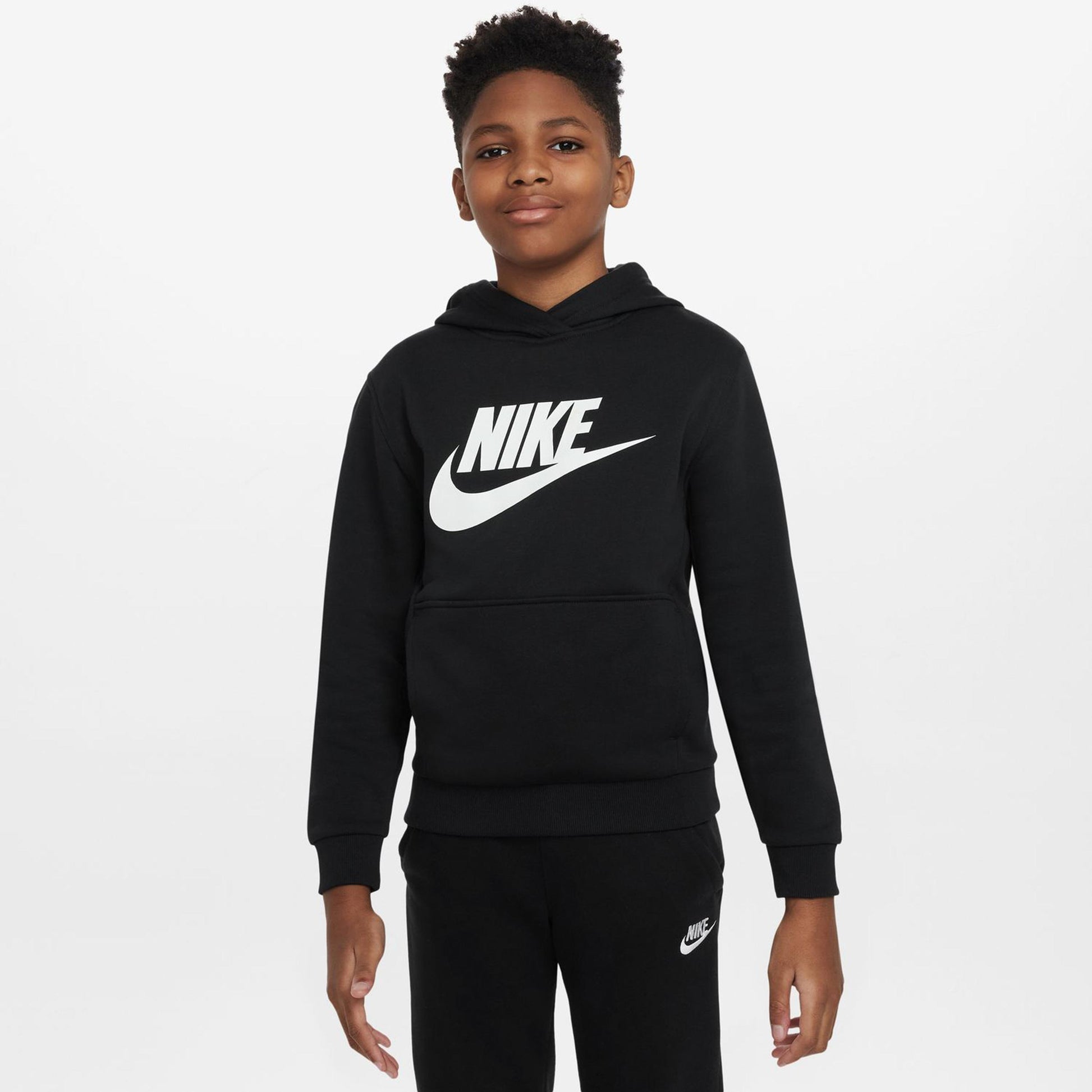 Nike Club Fleece Felpa Con Cappuccio Bambini-Nero