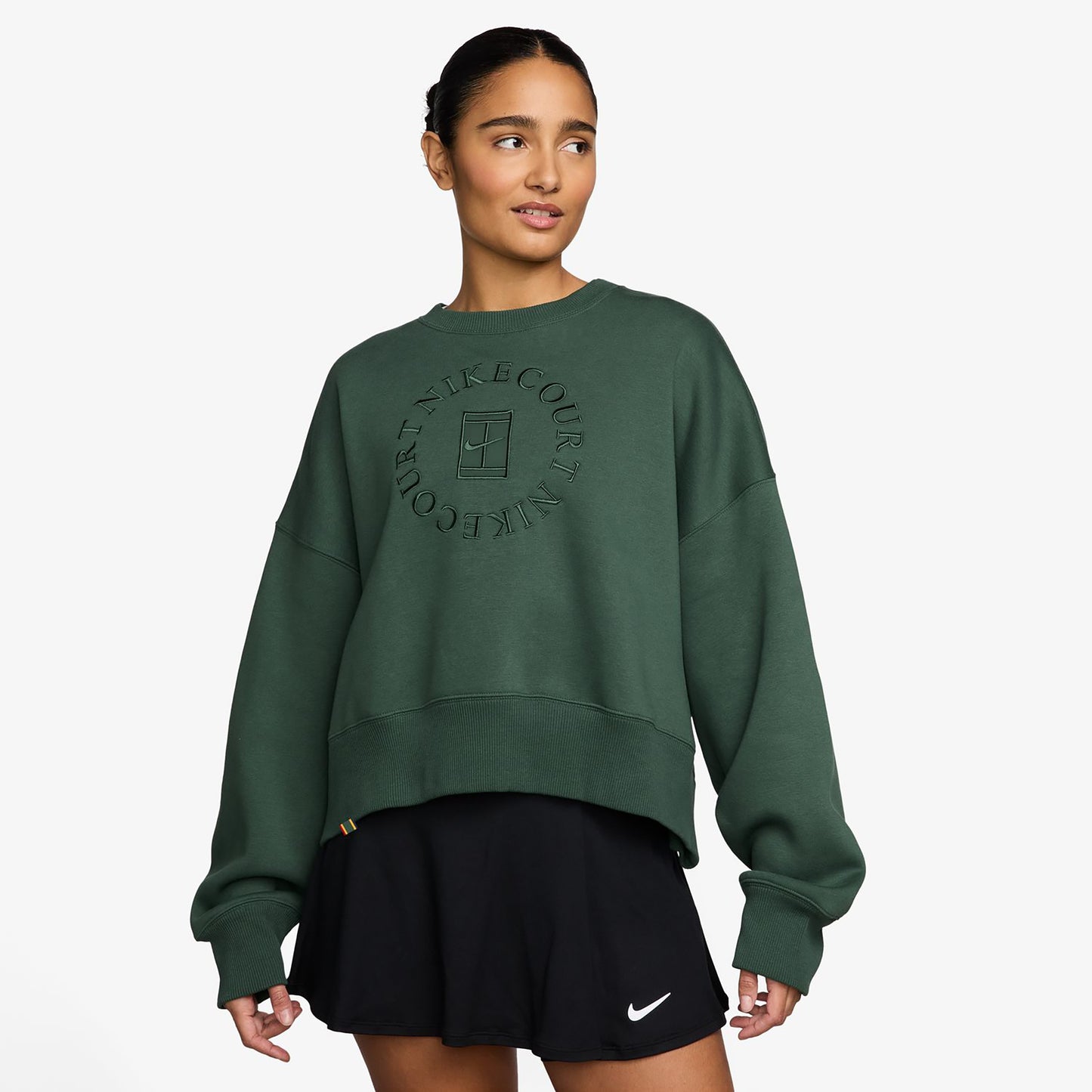 Nike Court Phoenix Over-Oversized Crew Heritage Felpa Donna-verde scuro