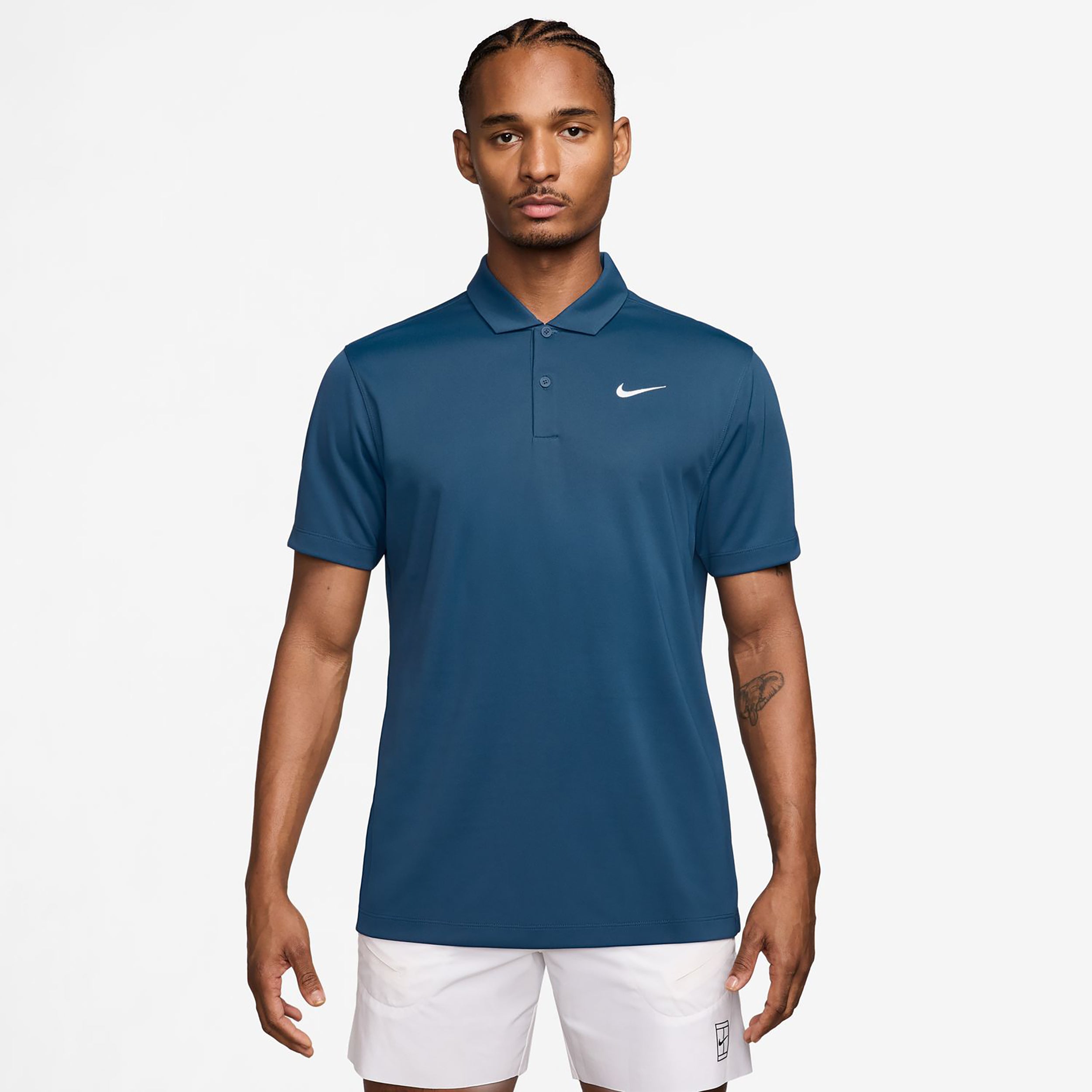 Nike Dri-Fit Victory Court Solid Polo Uomini - color petrolio, bianco