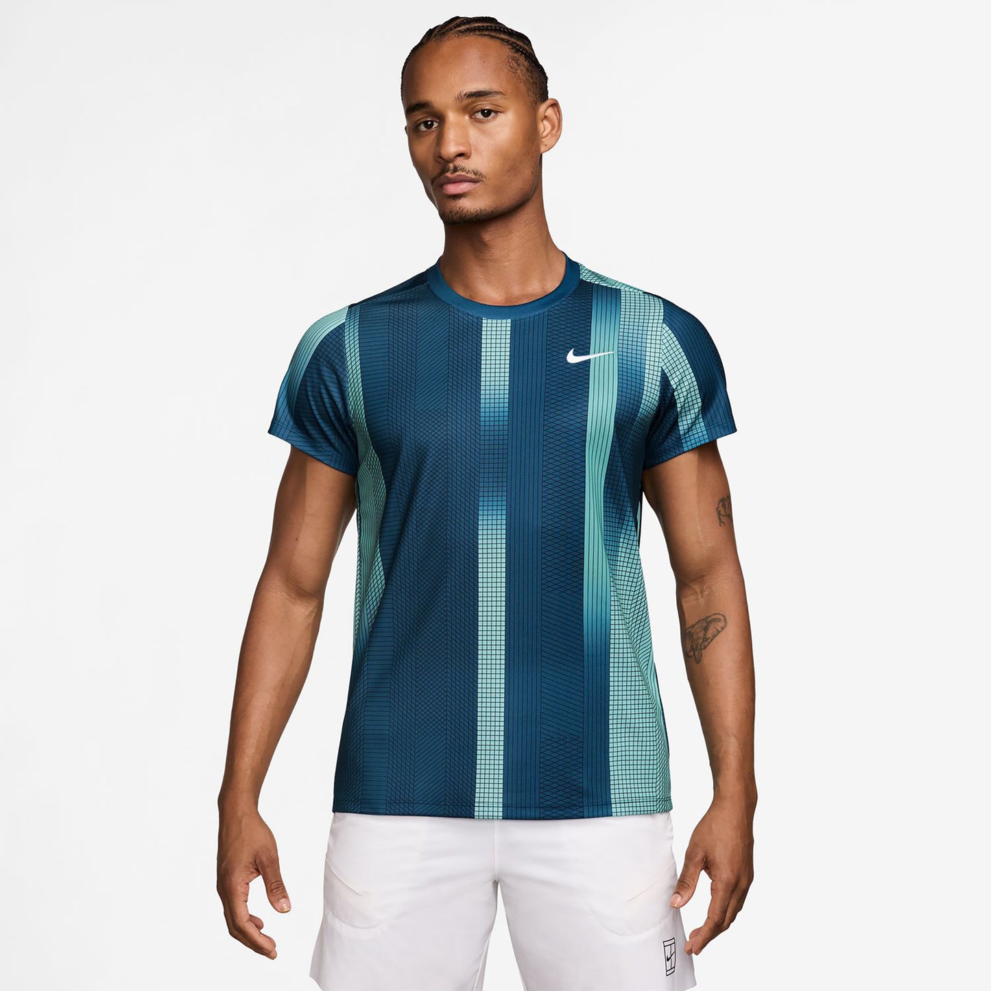 Nike Court Victory Dri-Fit Print Maglietta Uomini - color petrolio, bianco