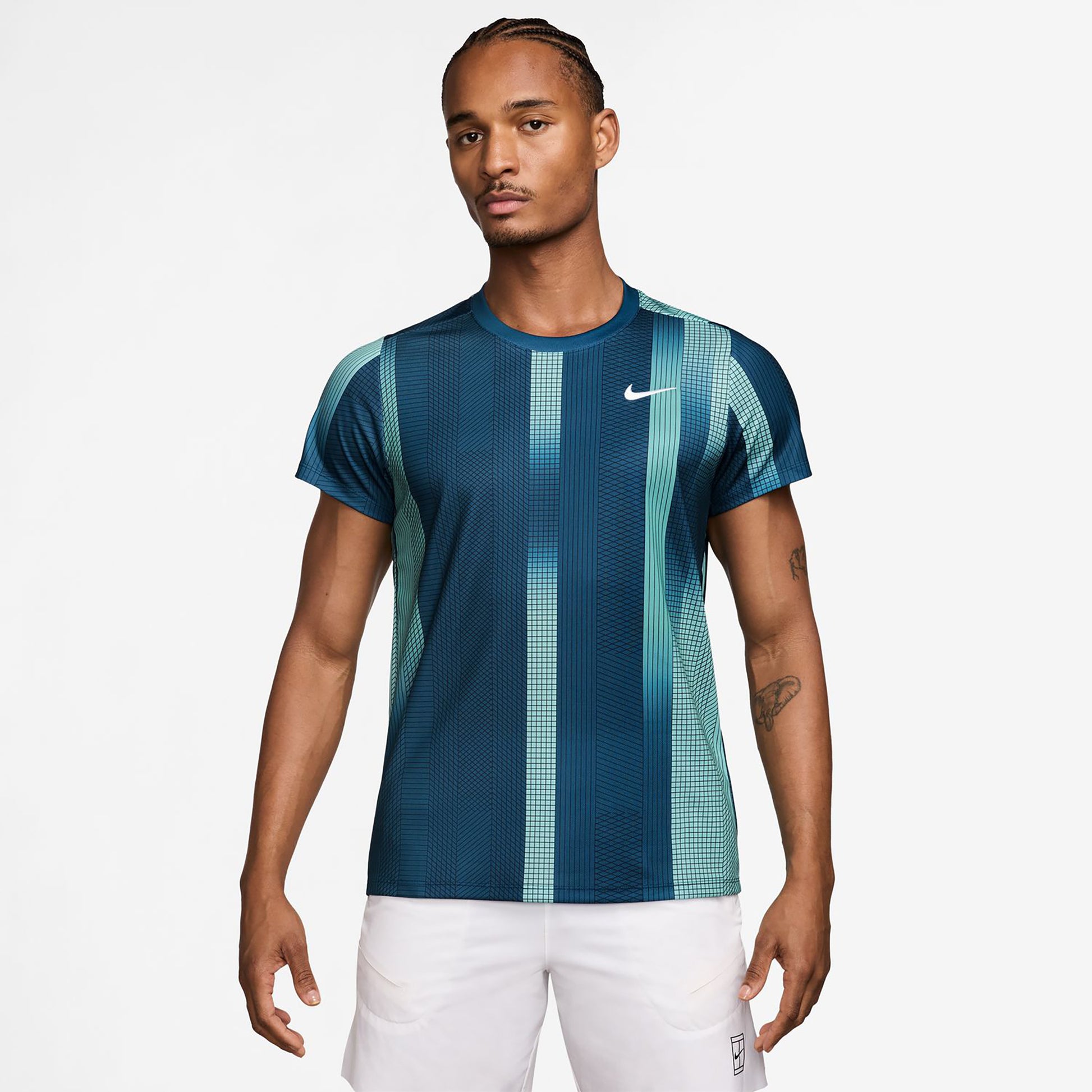 Nike Court Victory Dri-Fit Print Maglietta Uomini - color petrolio, bianco