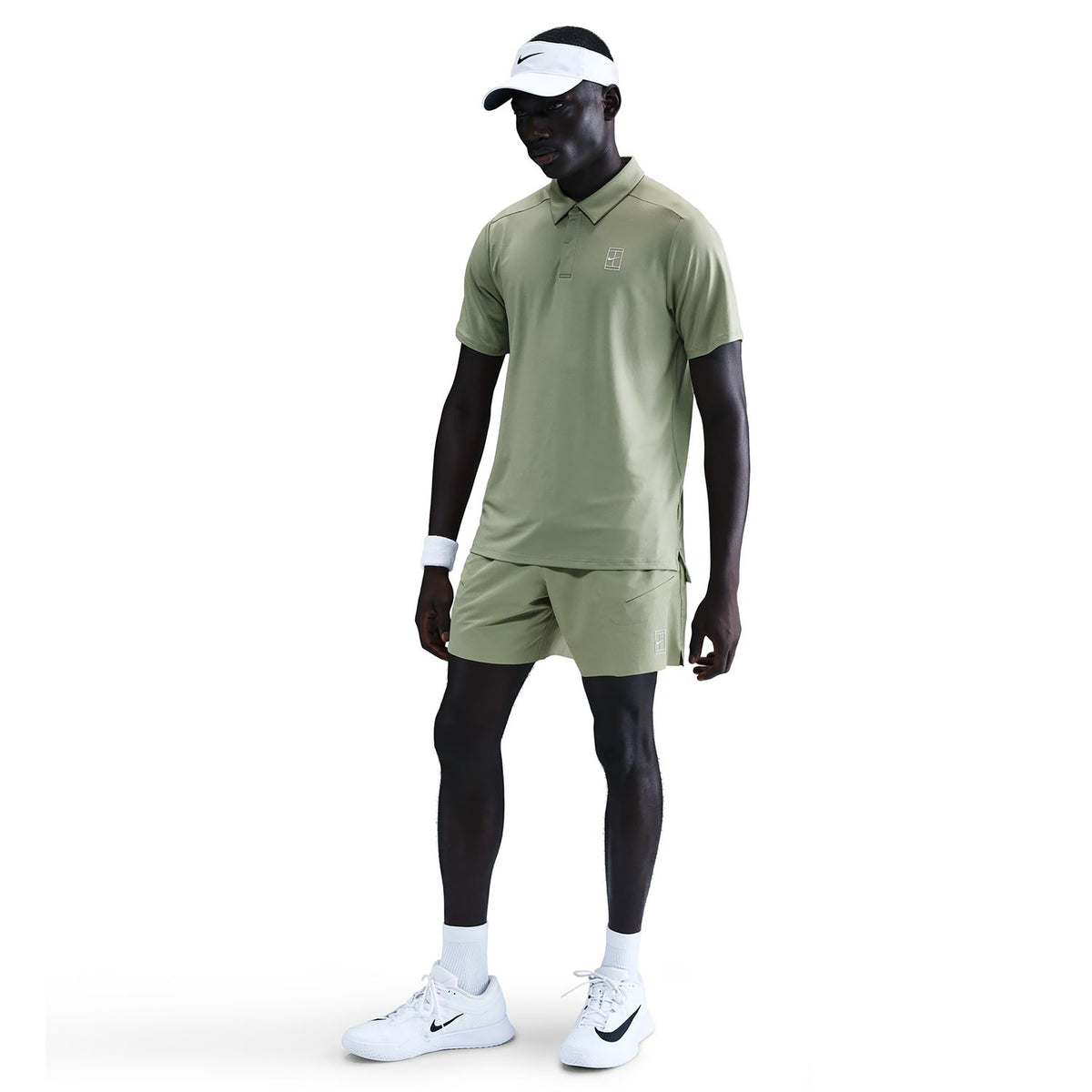 Nike Court Dri-FIT Advantage 6in Pantaloncini Uomini - oliva, bianco