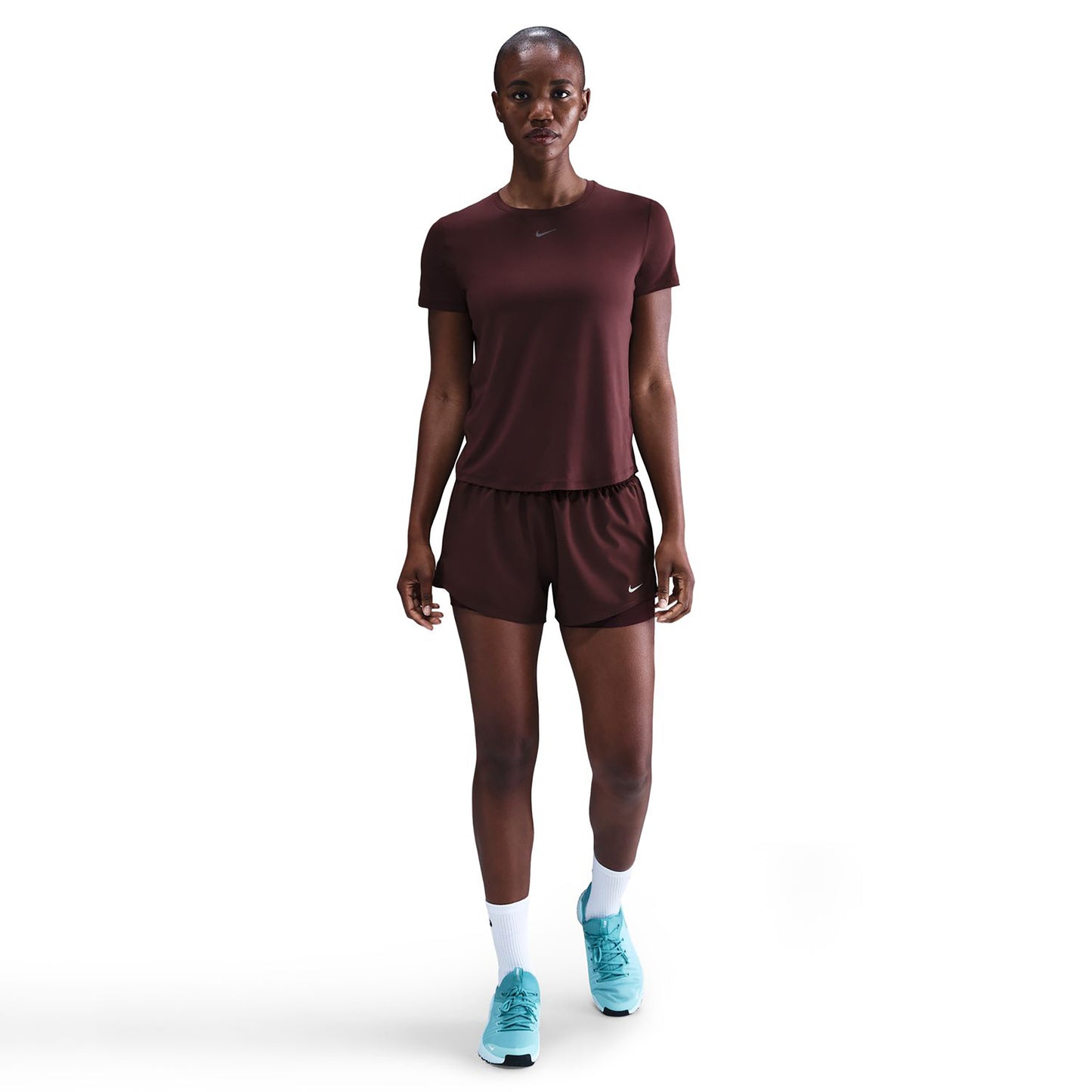Nike Dri-Fit One Mid Rise 2in1 3in Pantaloncini Donna - rosso scuro, argento