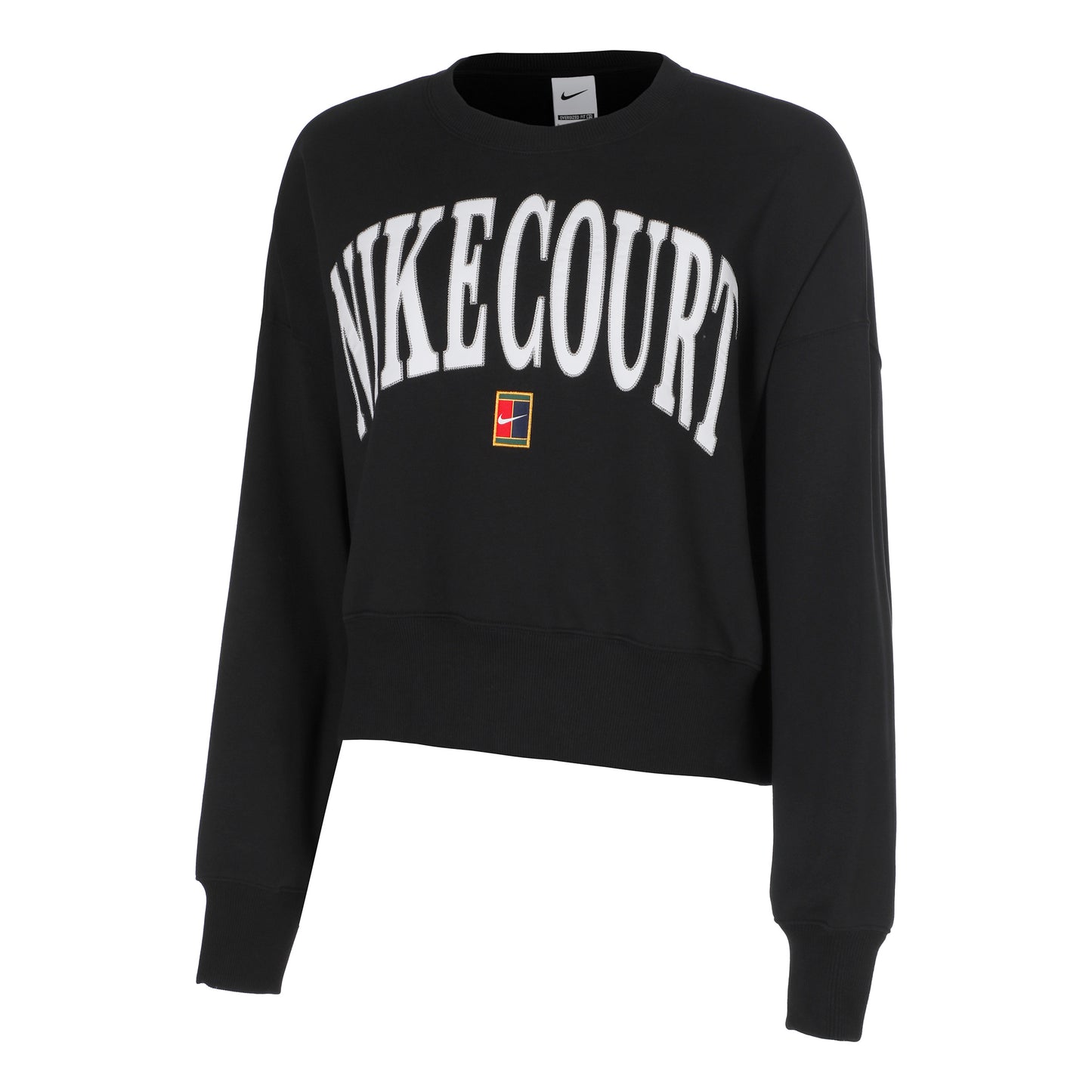 Nike Court Phoenix Fleece Crew Heritage Felpa Donna-Nero,Nero