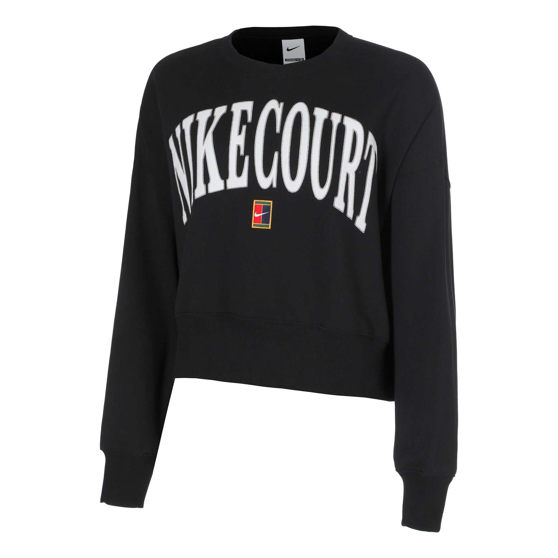 Nike Court Phoenix Fleece Crew Heritage Felpa Donna-Nero,Nero