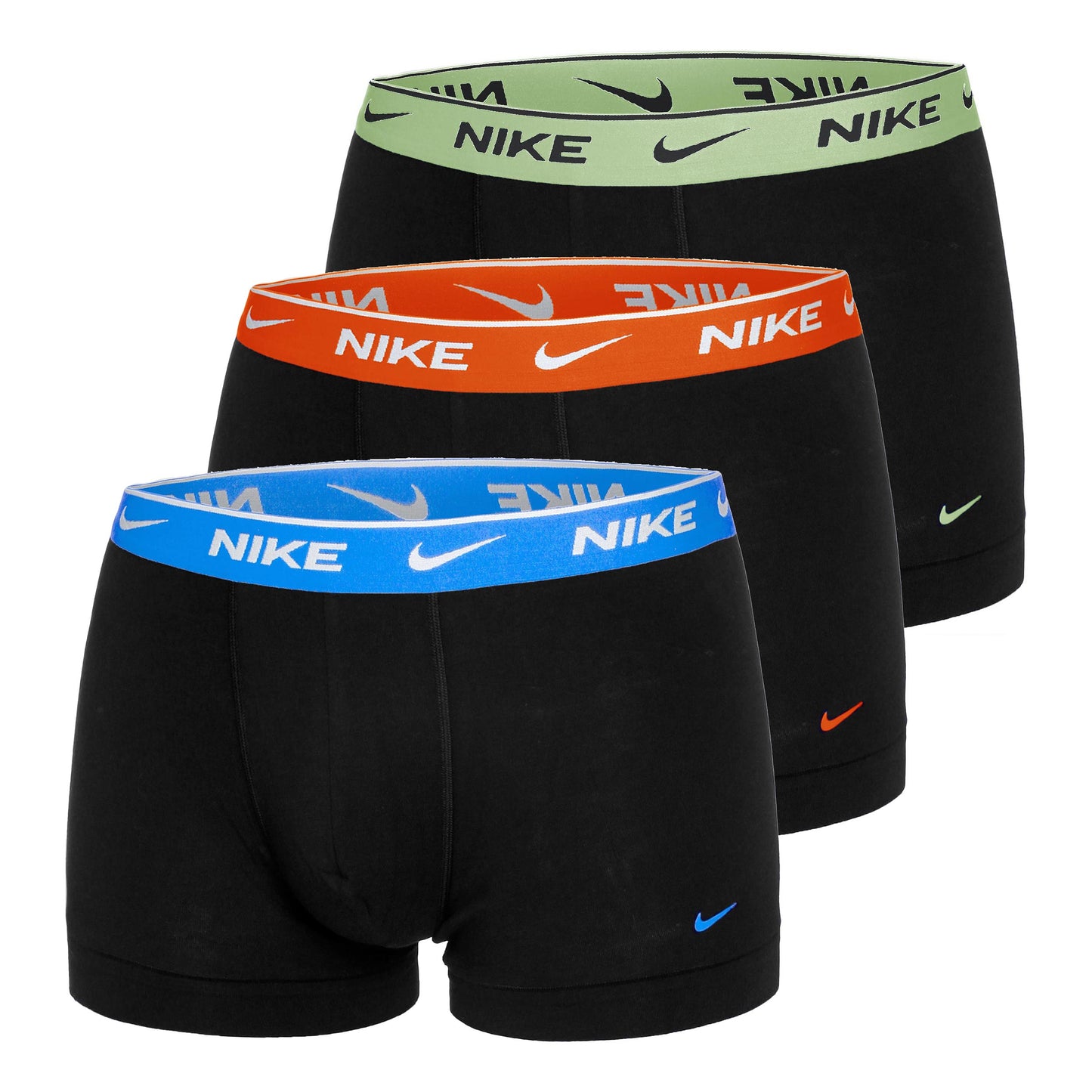 Nike Everyday Cotton Stretch Boxer Confezione Da 3 Uomini-Nero,Verde Chiaro