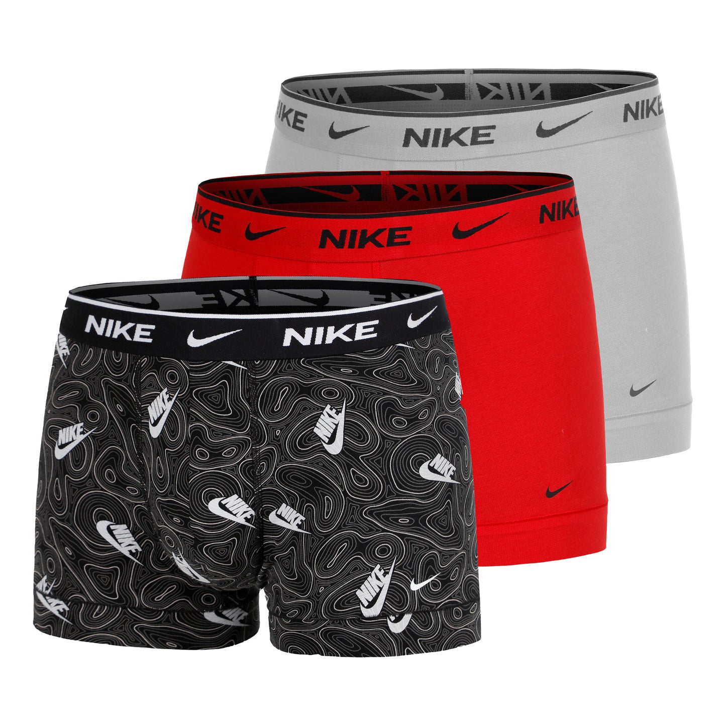 Nike Everyday Cotton Stretch Boxer Confezione Da 3 Uomini-Rosso Chiaro,Grigio Chiaro