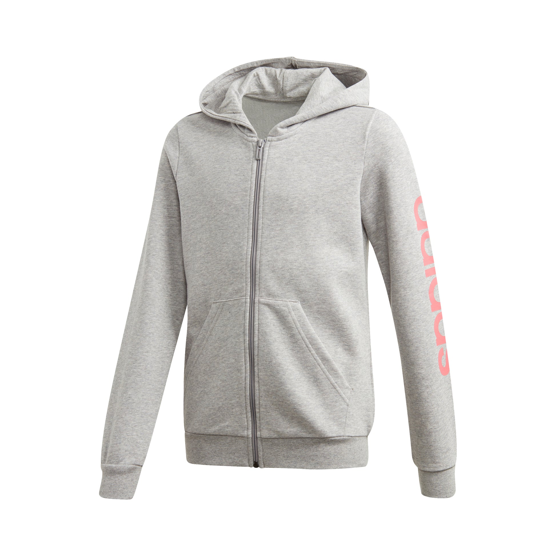 adidas Linear Felpa Ragazze - grigio chiaro, corallo