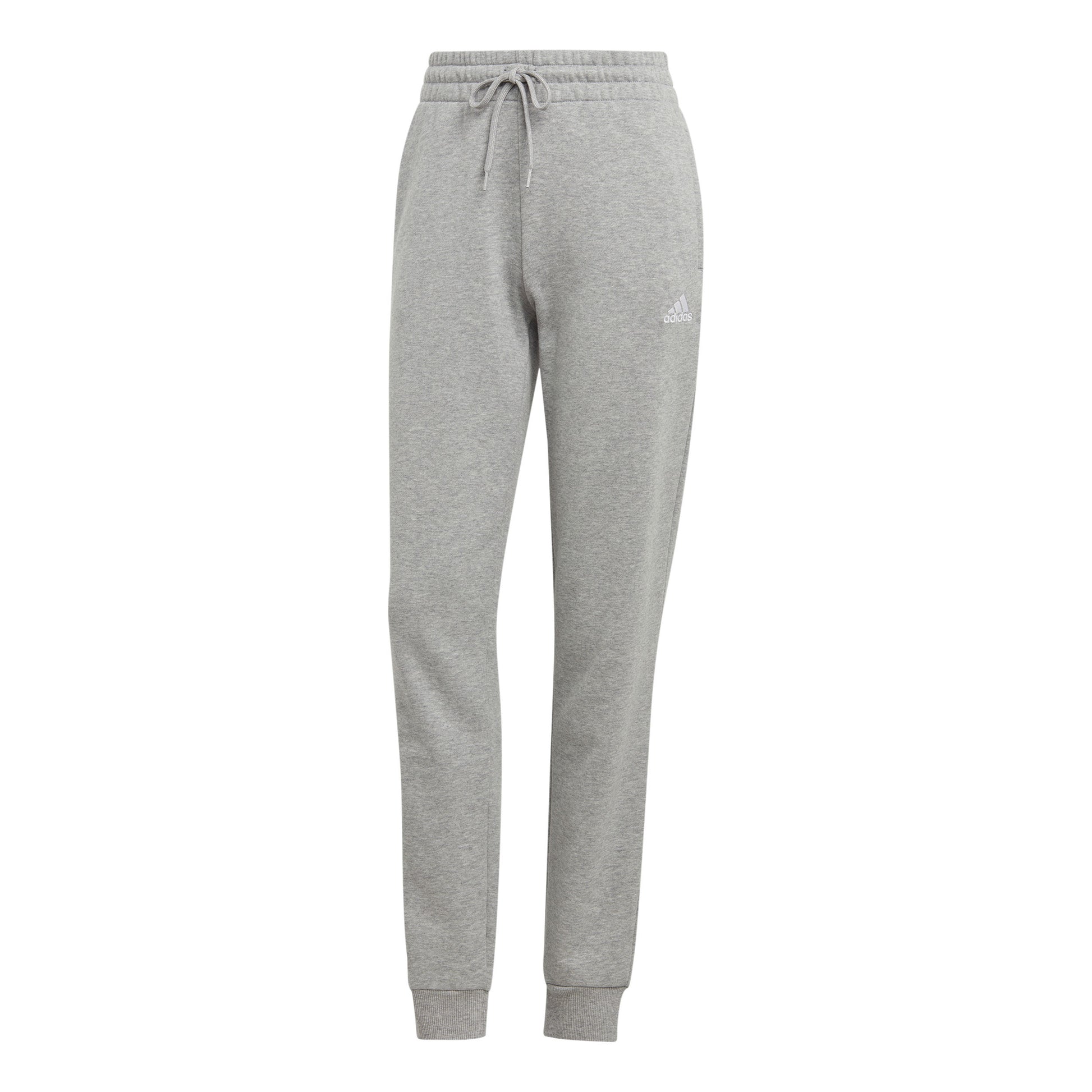 adidas Essentials Linear French Terry Cuffed Pantalone Da Allenamento Donna-Grigio Chiaro,Bianco