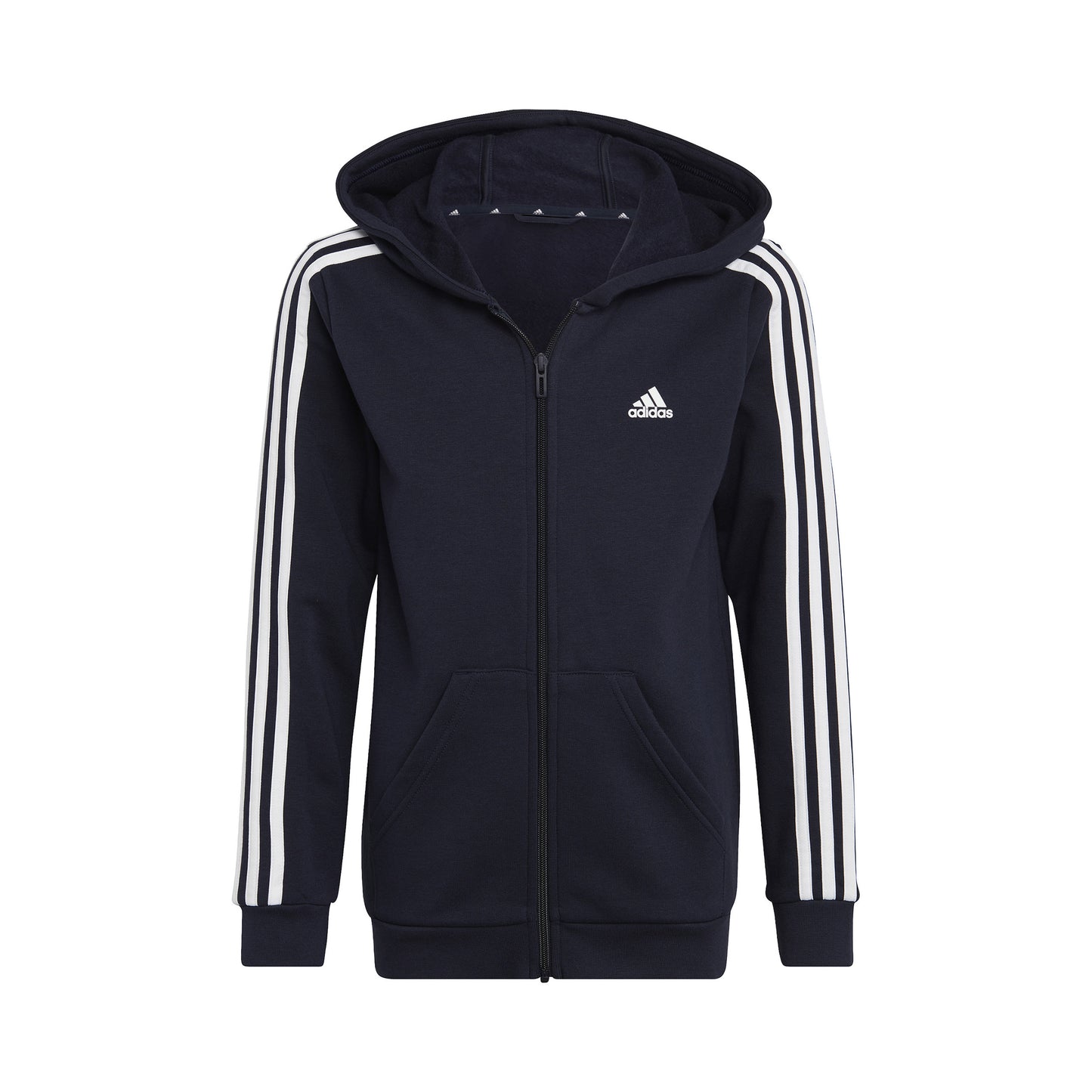 adidas 3Stripes Full-Zip Felpa Ragazzi - blu scuro, bianco