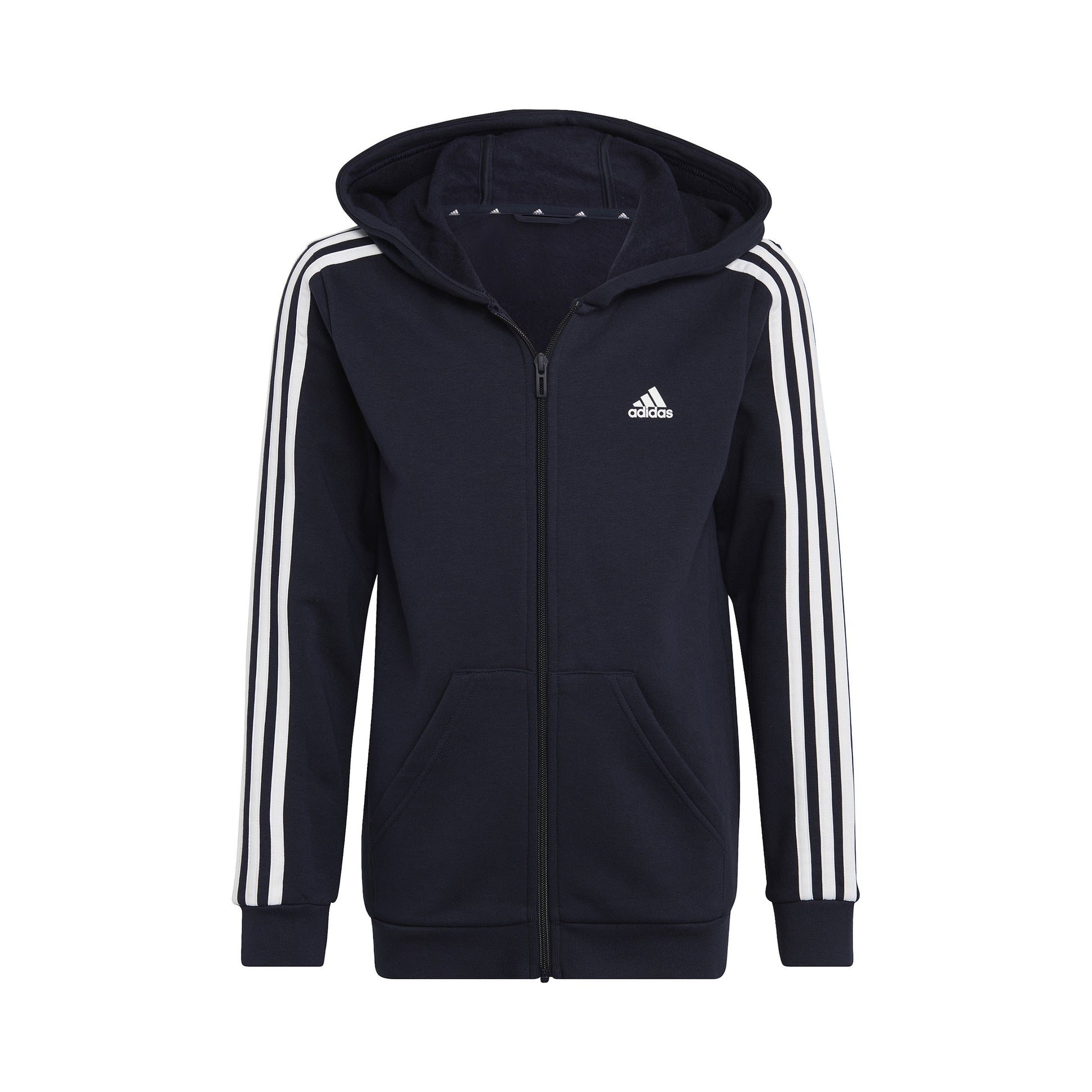 adidas 3Stripes Full-Zip Felpa Ragazzi - blu scuro, bianco