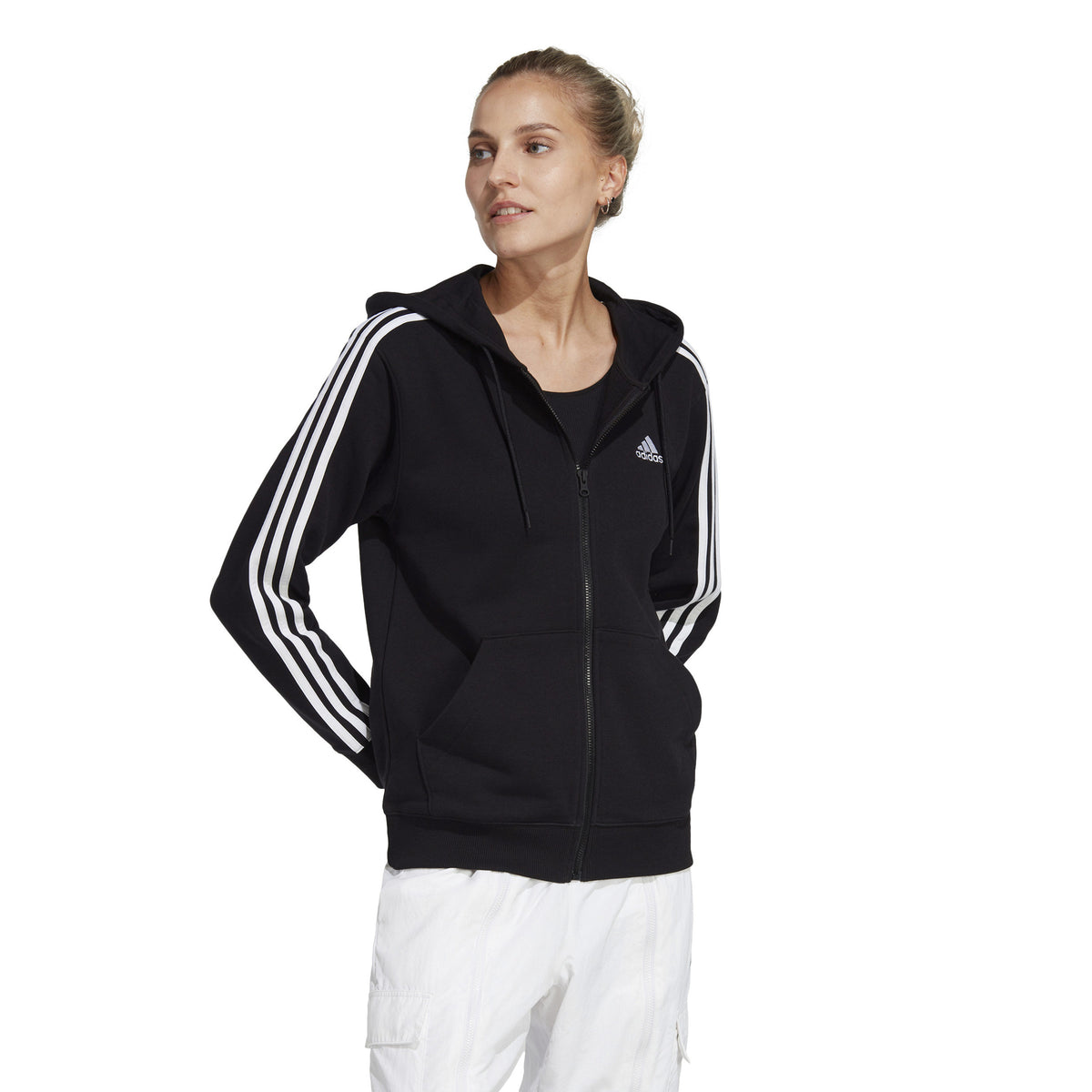 adidas 3Stripes Felpa Donna - nero, bianco