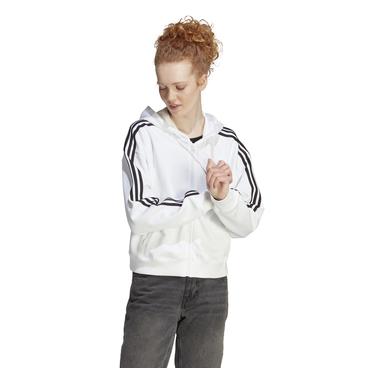 adidas 3Stripes Felpa Donna - bianco, nero