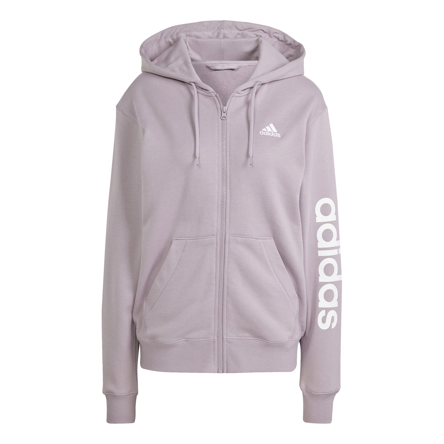 adidas Linear French terry Full Zip Felpa Donna - lilla, bianco