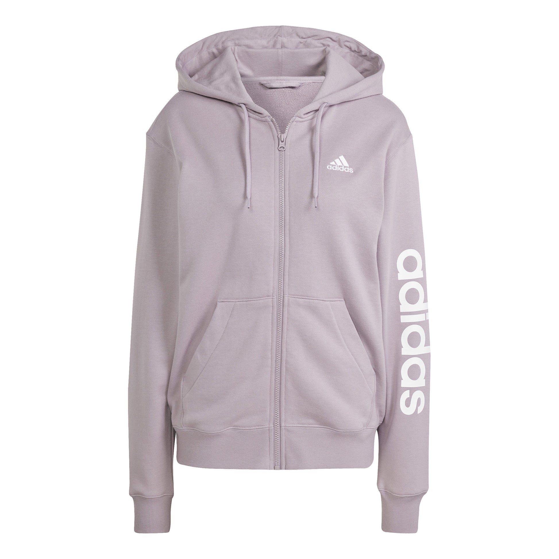 adidas Linear French terry Full Zip Felpa Donna - lilla, bianco