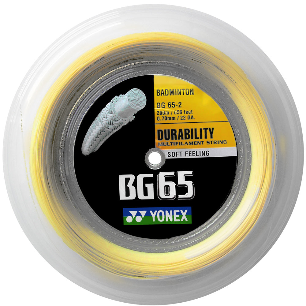 Yonex BG65 Rotolo di corde per badminton 200m -giallo