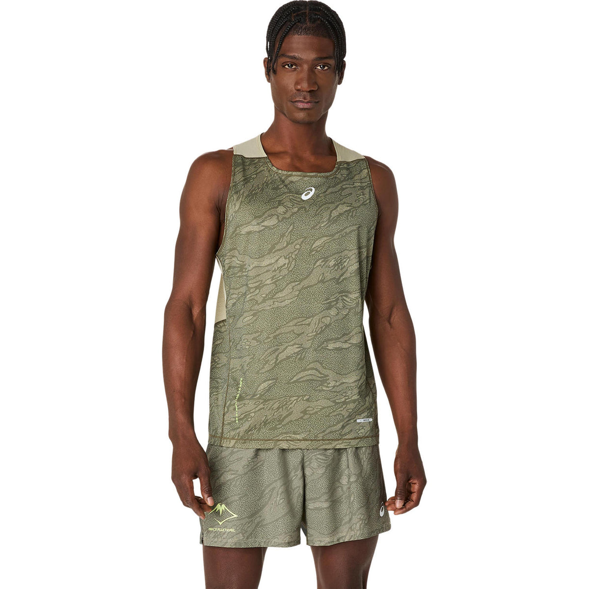 ASICS Fujitrail Camicia Da Corsa Uomini-Verde,Nero
