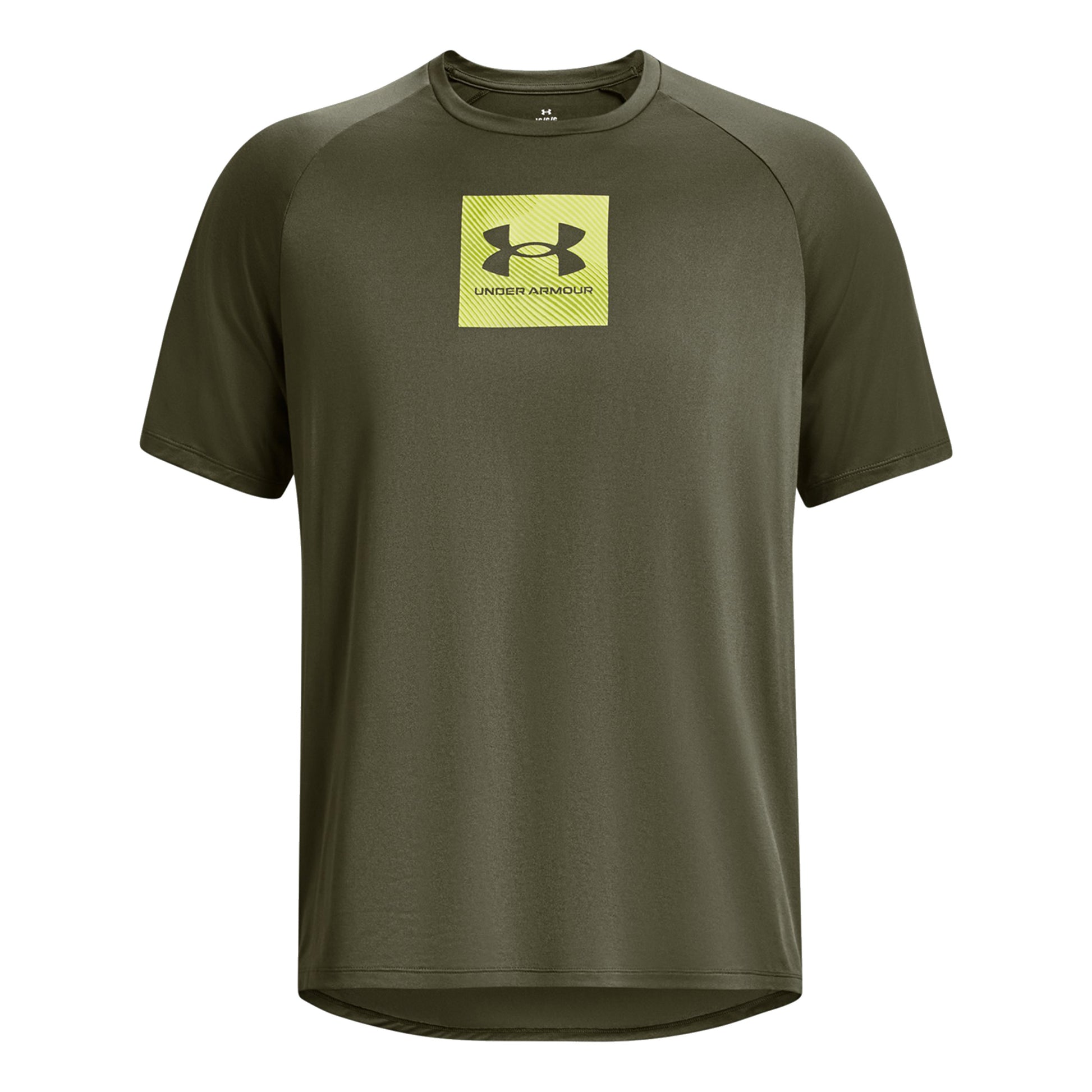 Under Armour Tech printed fill Maglietta Uomini - verde scuro, giallo