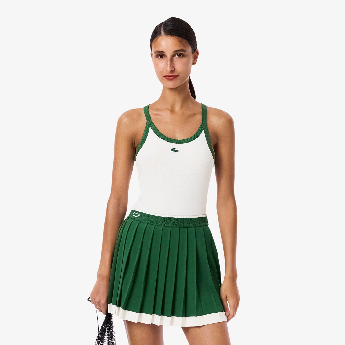 Lacoste Canottiera Donna-Bianco,Verde Scuro