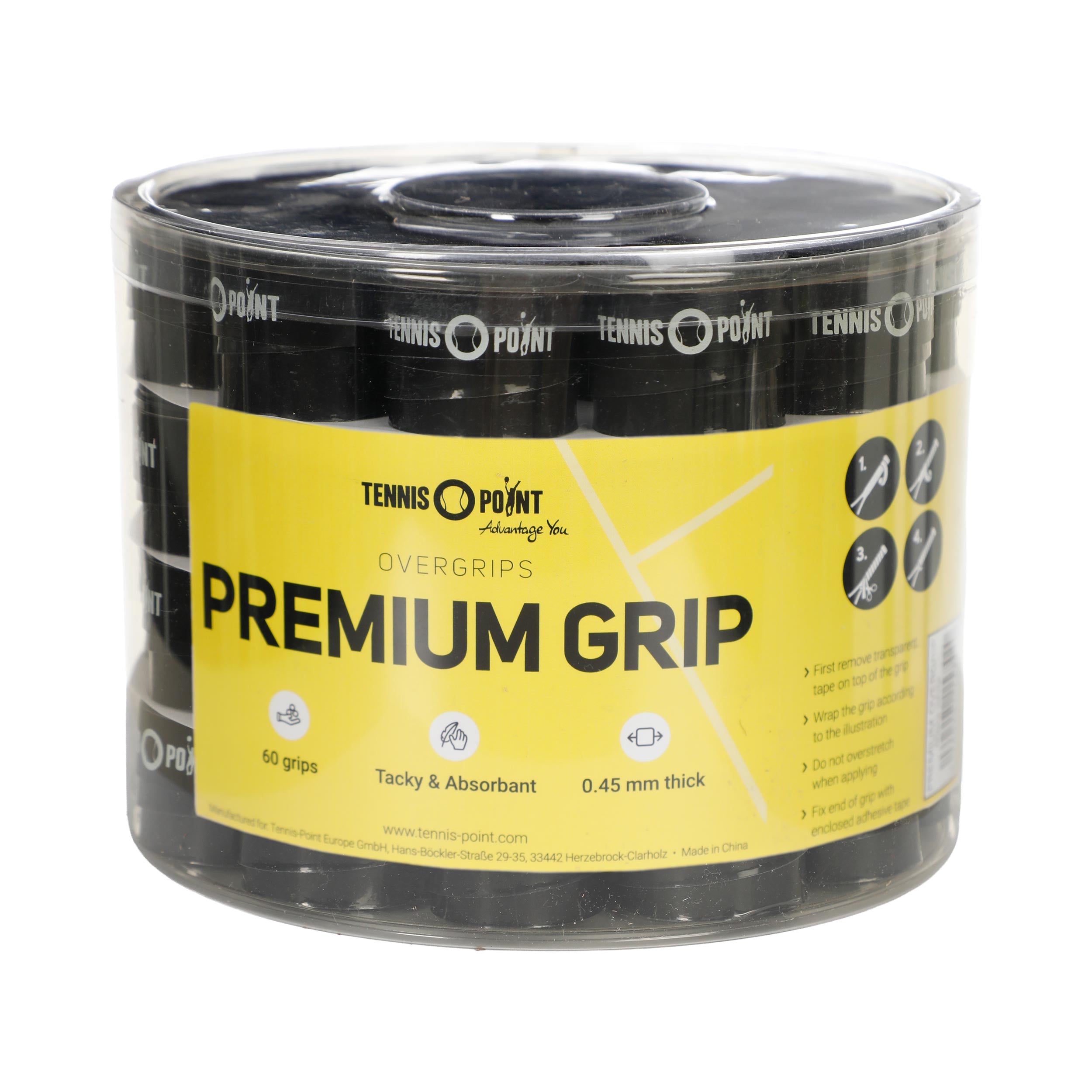 Tennis-Point Premium Grip Confezione Da 60-Nero