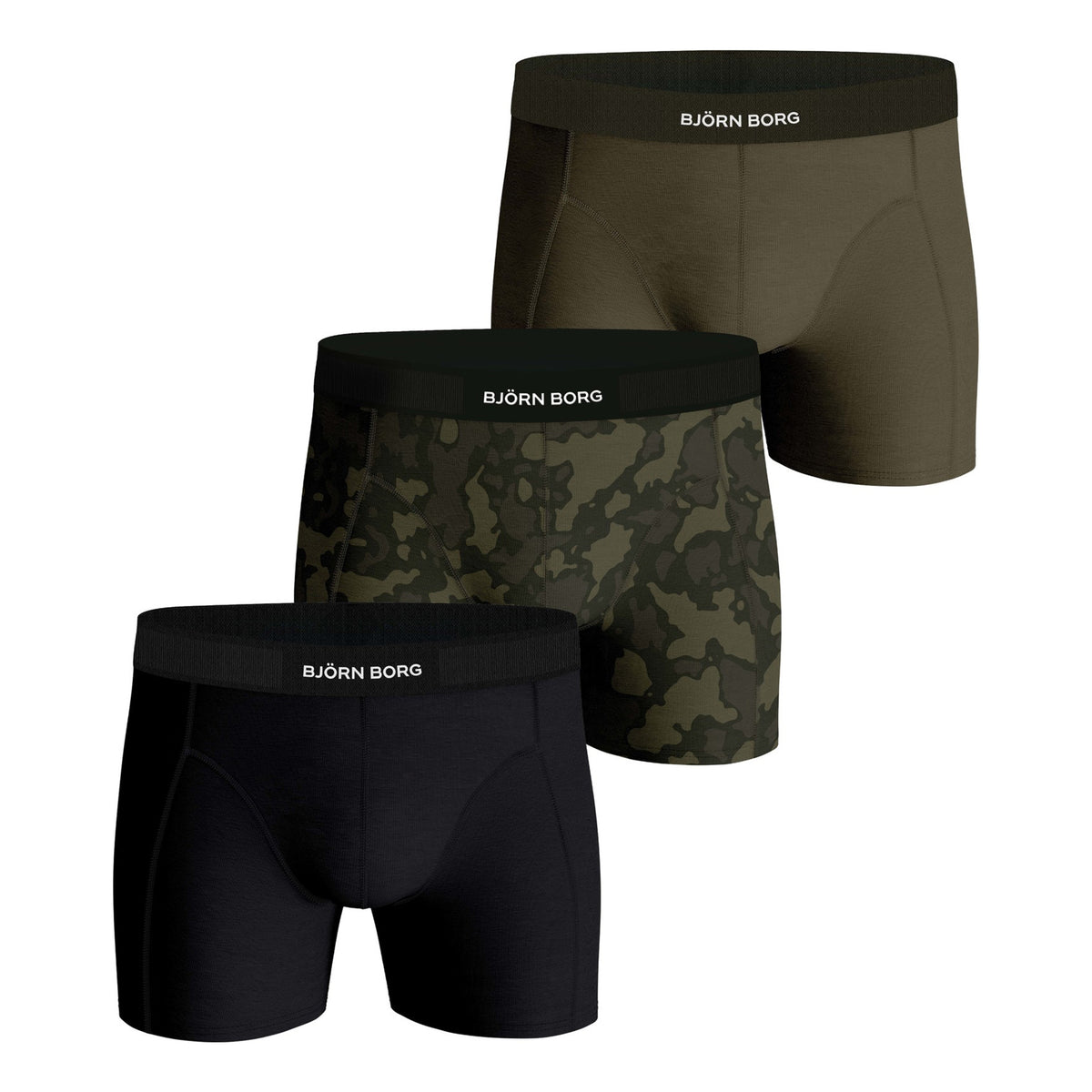 Björn Borg Premium Cotton Stretch Boxer Confezione da 3 Uomini - nero, cachi